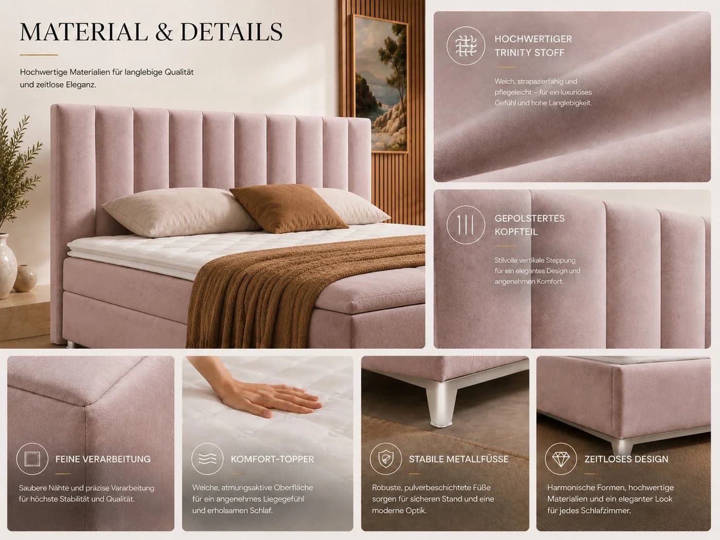 Best for Home Boxspringbett Trinity K-10 mit Bettkasten und Topper H3 - Bild 4