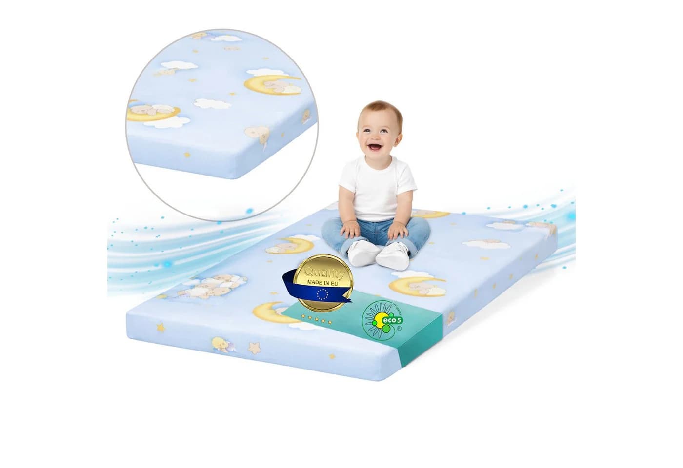 Best for Kids Kindermatratze 60x120 cm Schaumstoff Blau - Bild 2