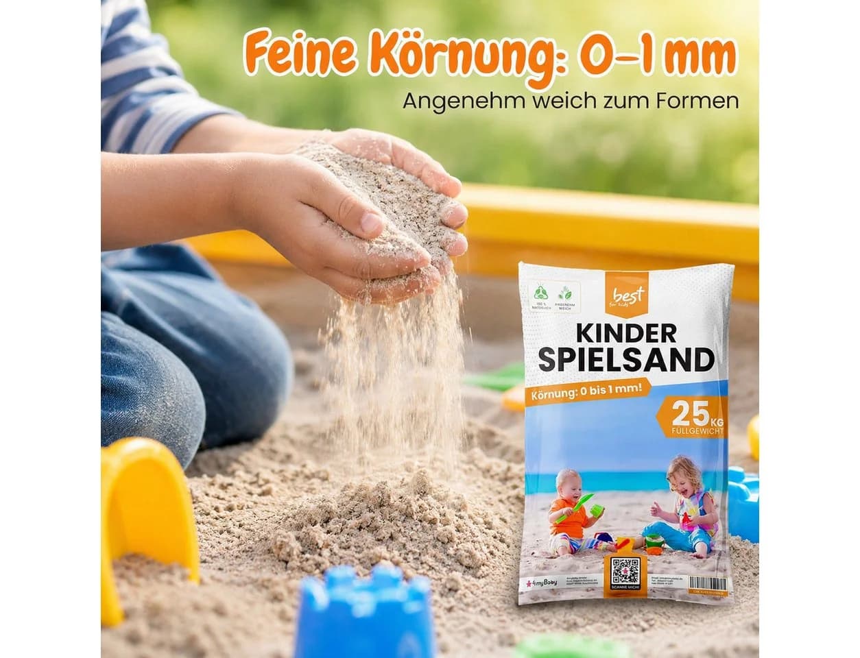 Best for Kids Spielsand Quarzsand fein hygienisch für Sandkästen