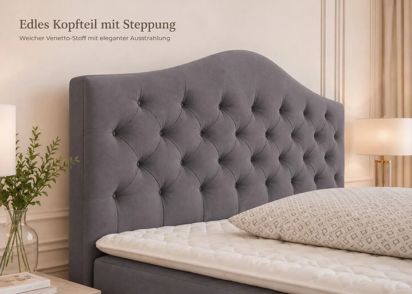 Best for Home Boxspringbett Glamour mit 7-Zonen Bonell & Topper T-30 grün - Bild 4
