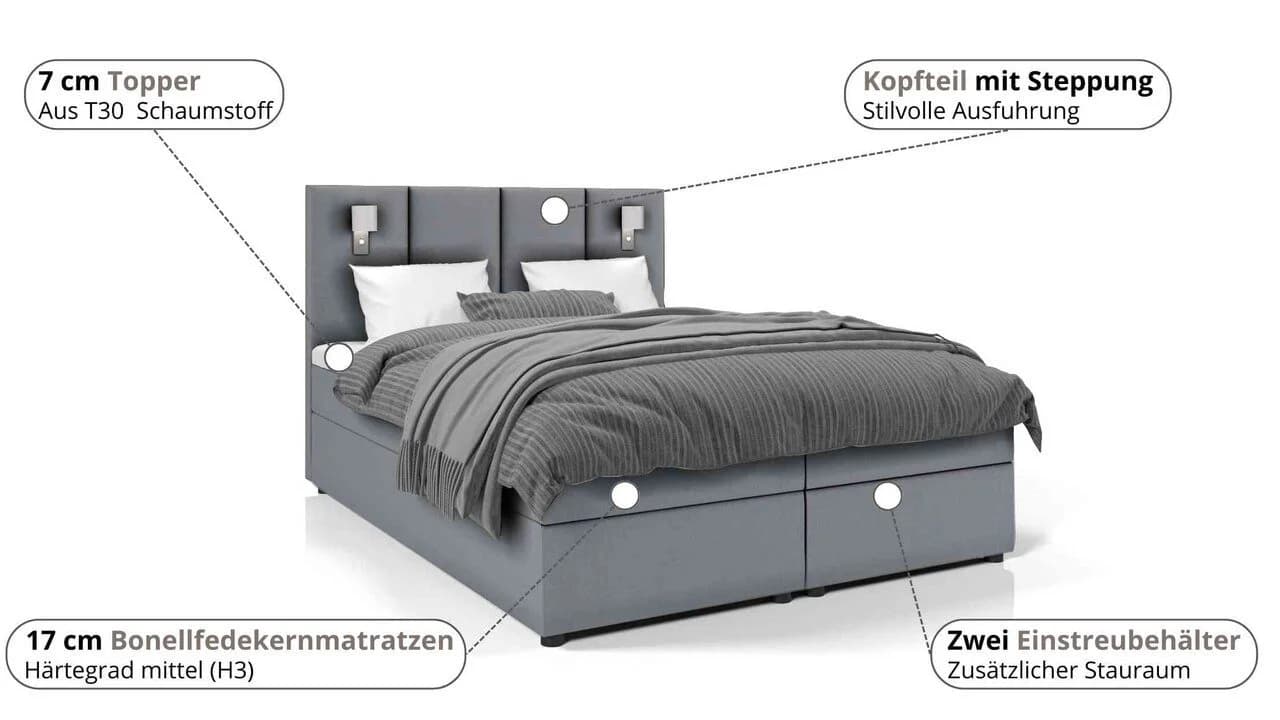 Best for Home Boxspringbett Parma mit Bettkasten und Topper - Bild 4