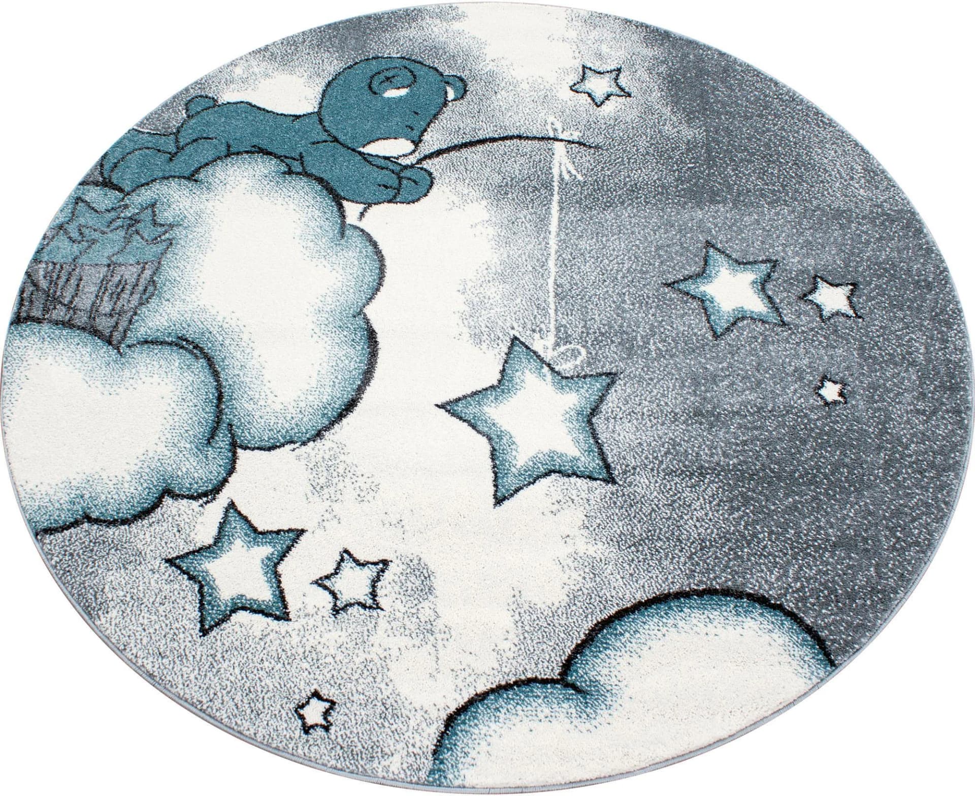 Ayyildiz Kids 580 Kinderteppich Blau Rund Teddybär Motiv
