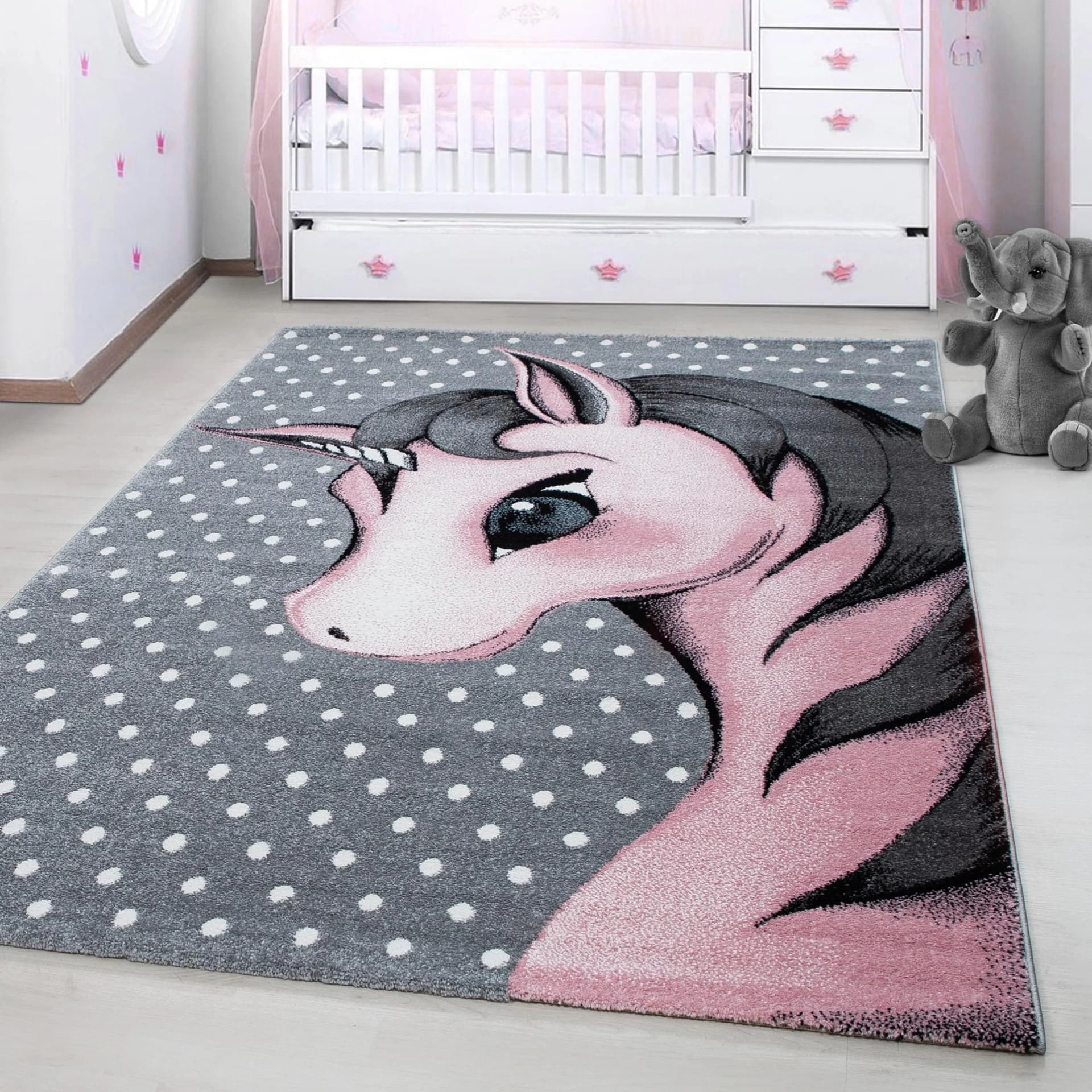 AYYILDIZ TEPPICHE Kinderteppich Kids 590 Einhorn Motiv Rosa Grau - Bild 2