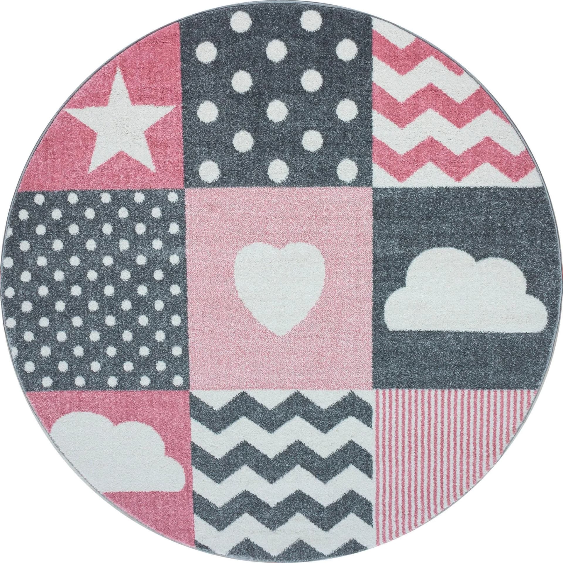 AYYILDIZ Kinderteppich Kids 620 Rosa Rund 160cm