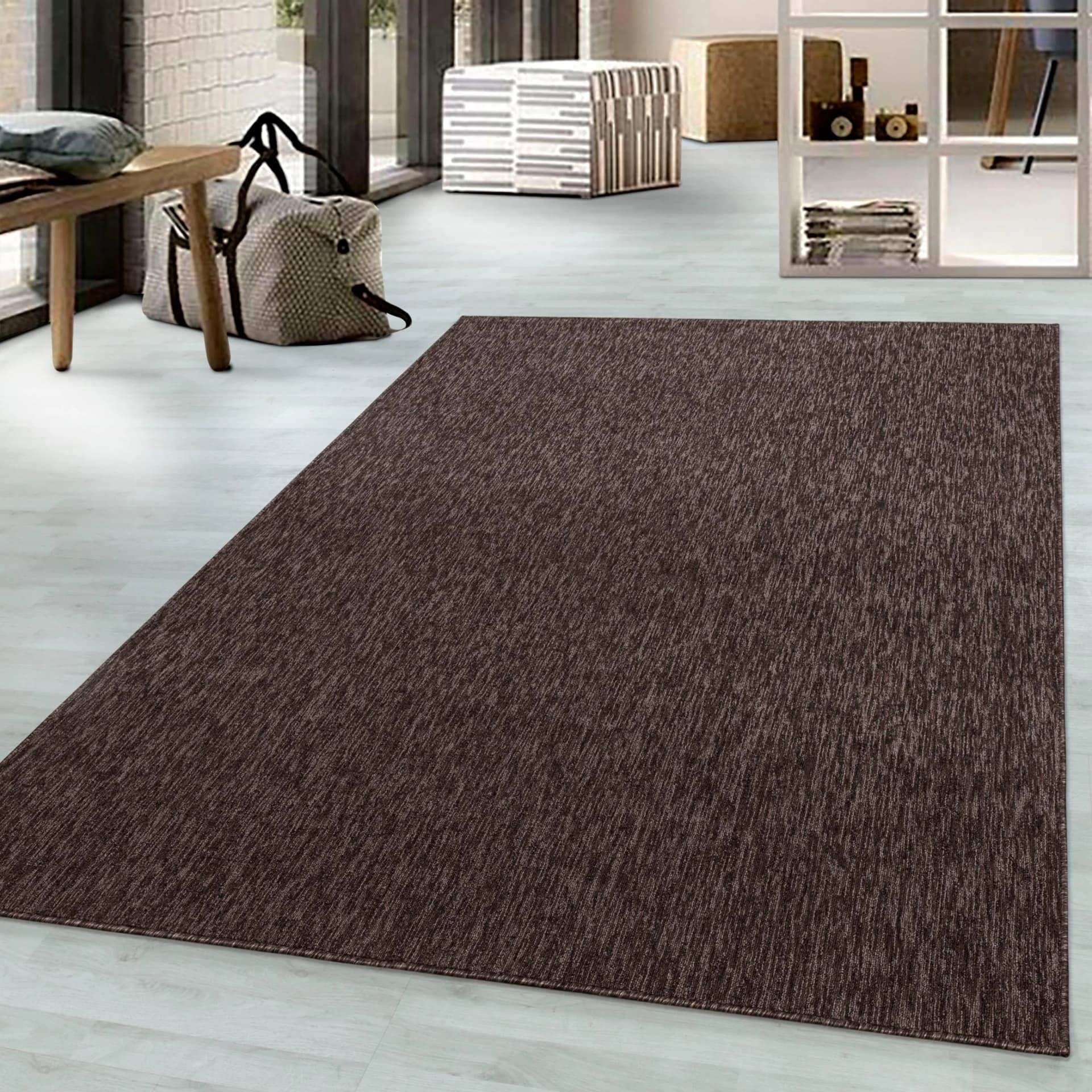 Ayyildiz Teppiche Nizza 1800 Kurzflor Teppich Braun