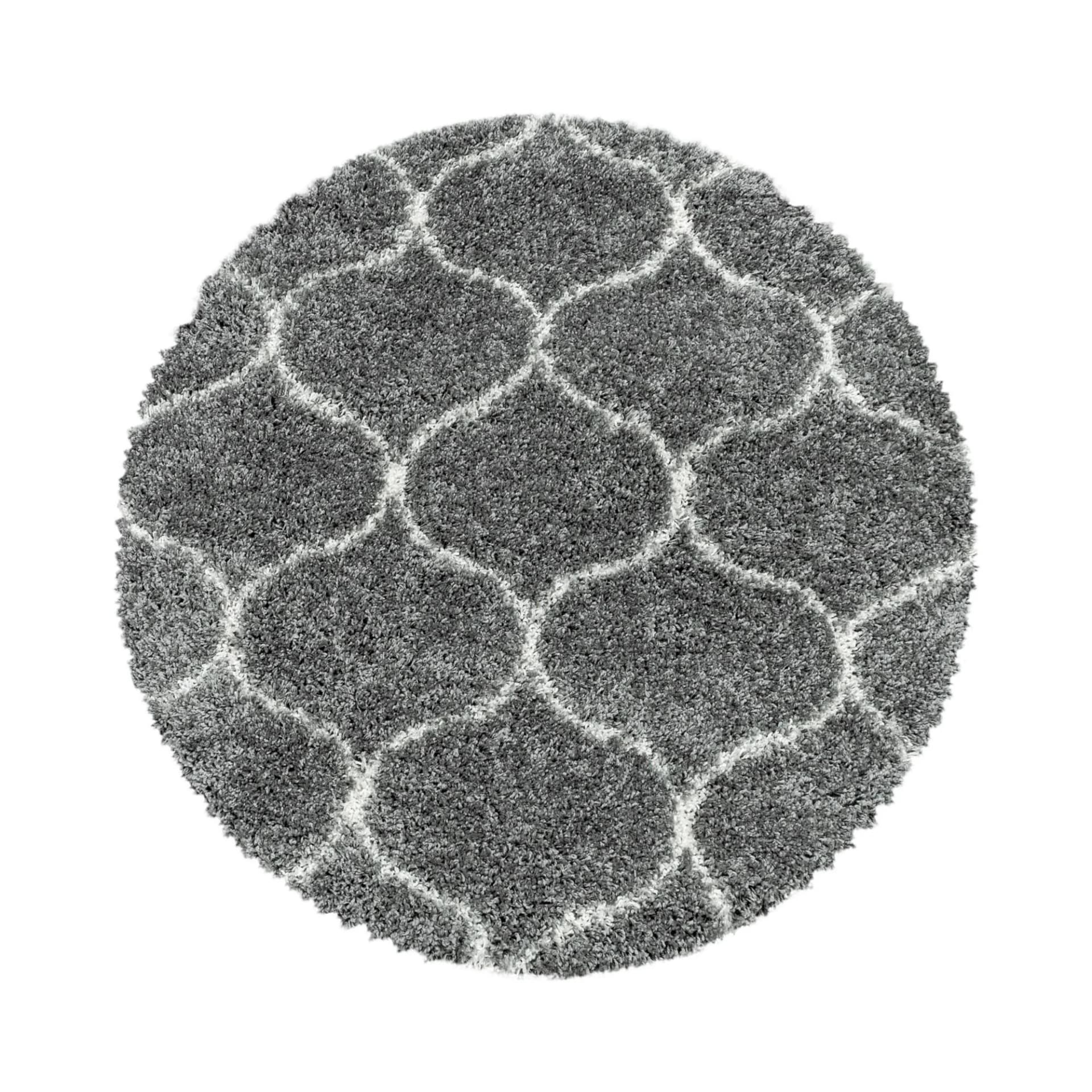 AYYILDIZ SALSA 3201 Hochflor-Teppich Grau Rund 160cm
