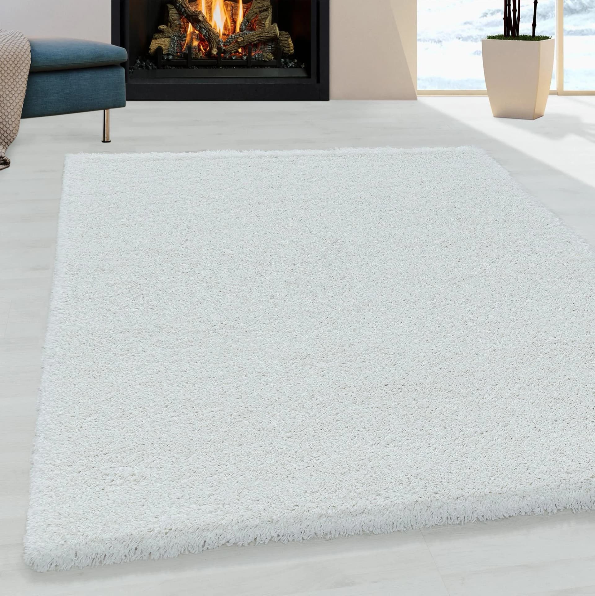 AYYILDIZ TEPPICHE FLUFFY 3500 Hochflor-Teppich Weiß Uni - Bild 2