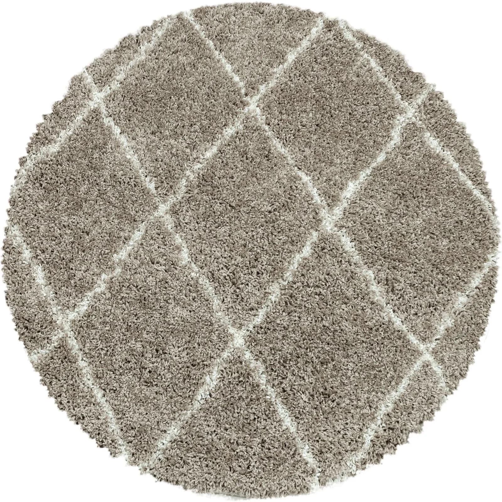 Ayyildiz Teppiche ALVOR 3401 Hochflor-Teppich Beige Rund 80cm