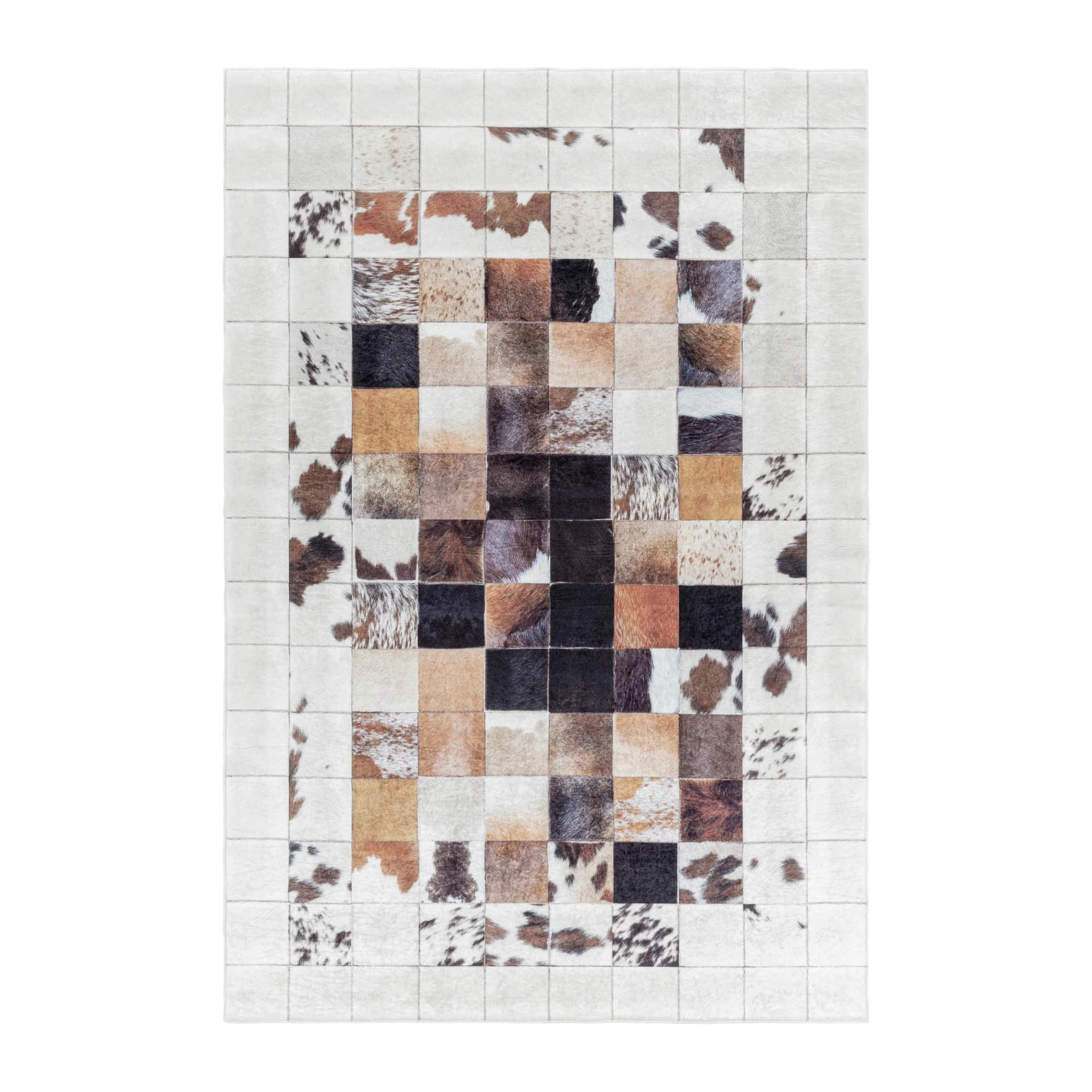 Moderner Teppich im Fell-Look, Weiß, 80x150 cm