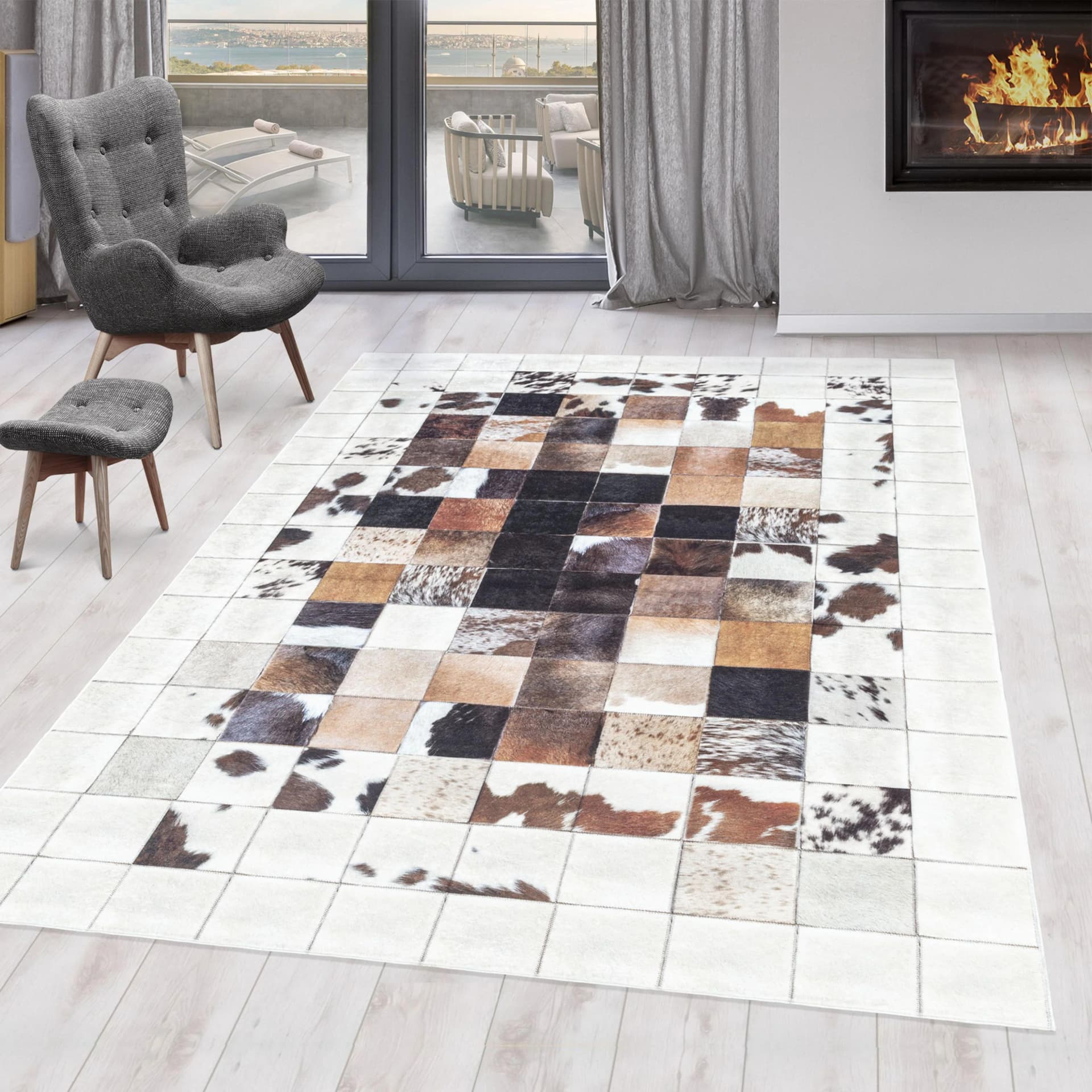 Moderner Teppich im Fell-Look, Weiß, 80x150 cm - Bild 2