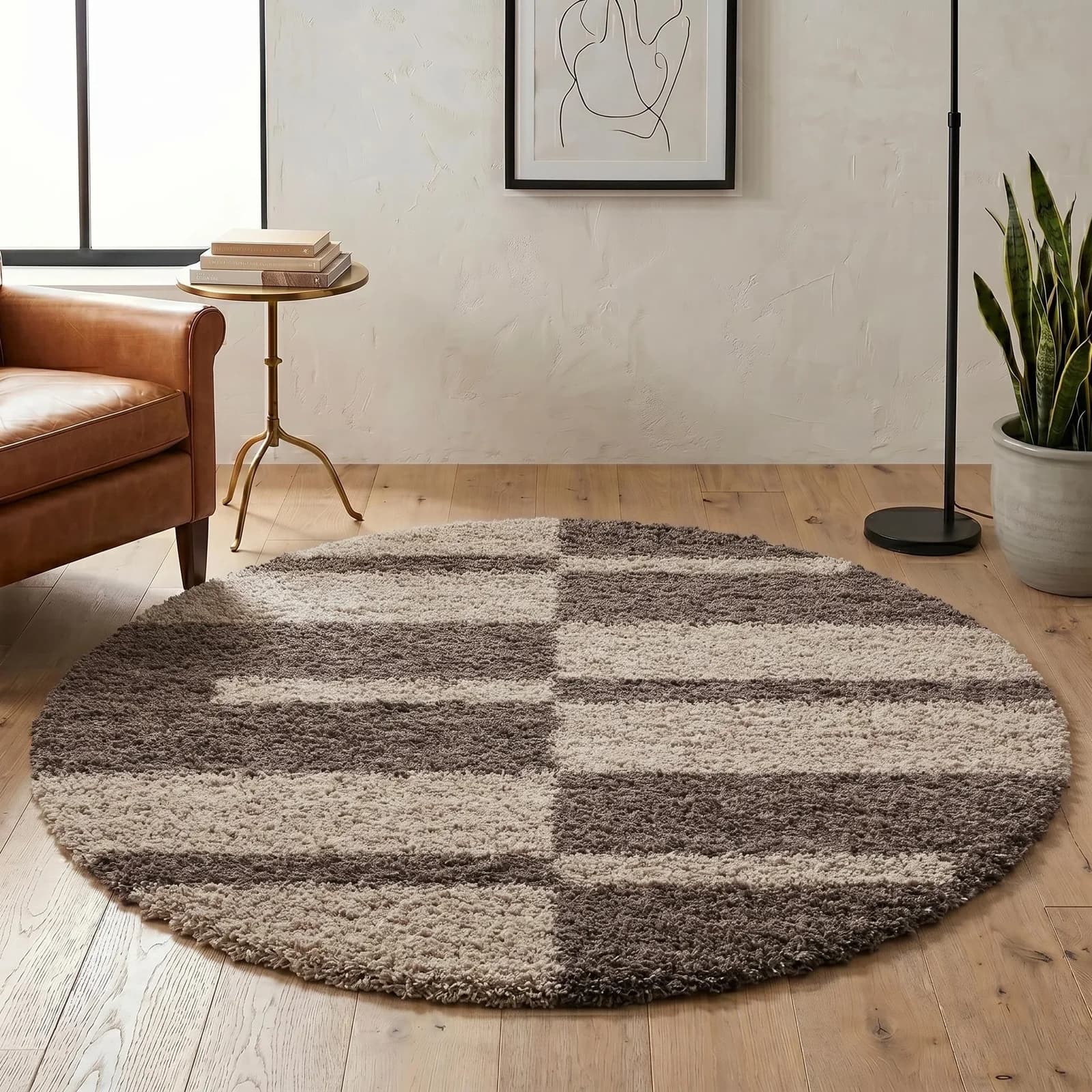 AYYILDIZ TEPPICHE Gala Shaggy 2505 Hochflor-Teppich Grau Taupe Rund - Bild 2