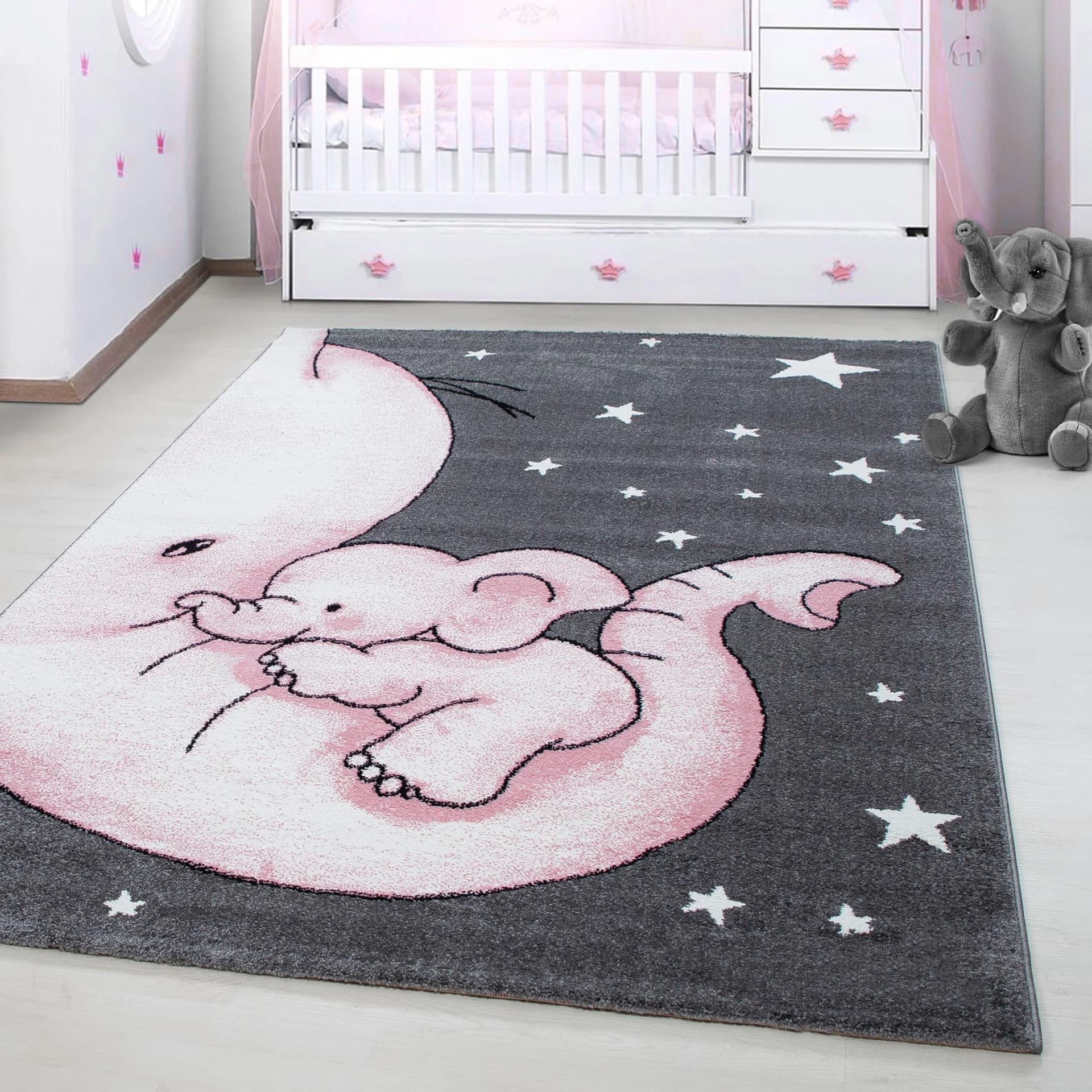 AYYILDIZ TEPPICHE Kids 560 Kinderteppich Pink Elefanten Motiv - Bild 2