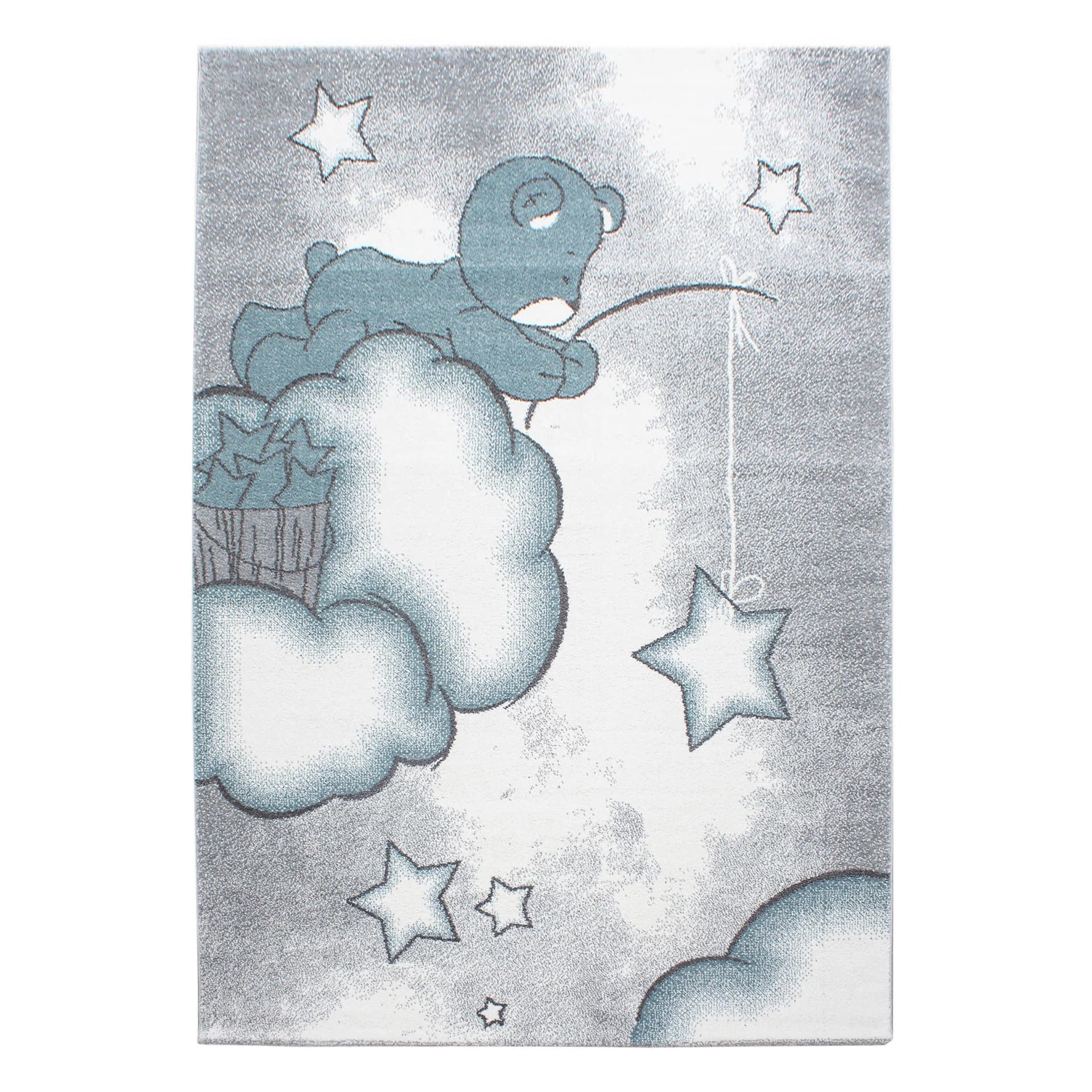 Kinderteppich AYYILDIZ Kids 580 Blau Teddybär Design Kurzflor