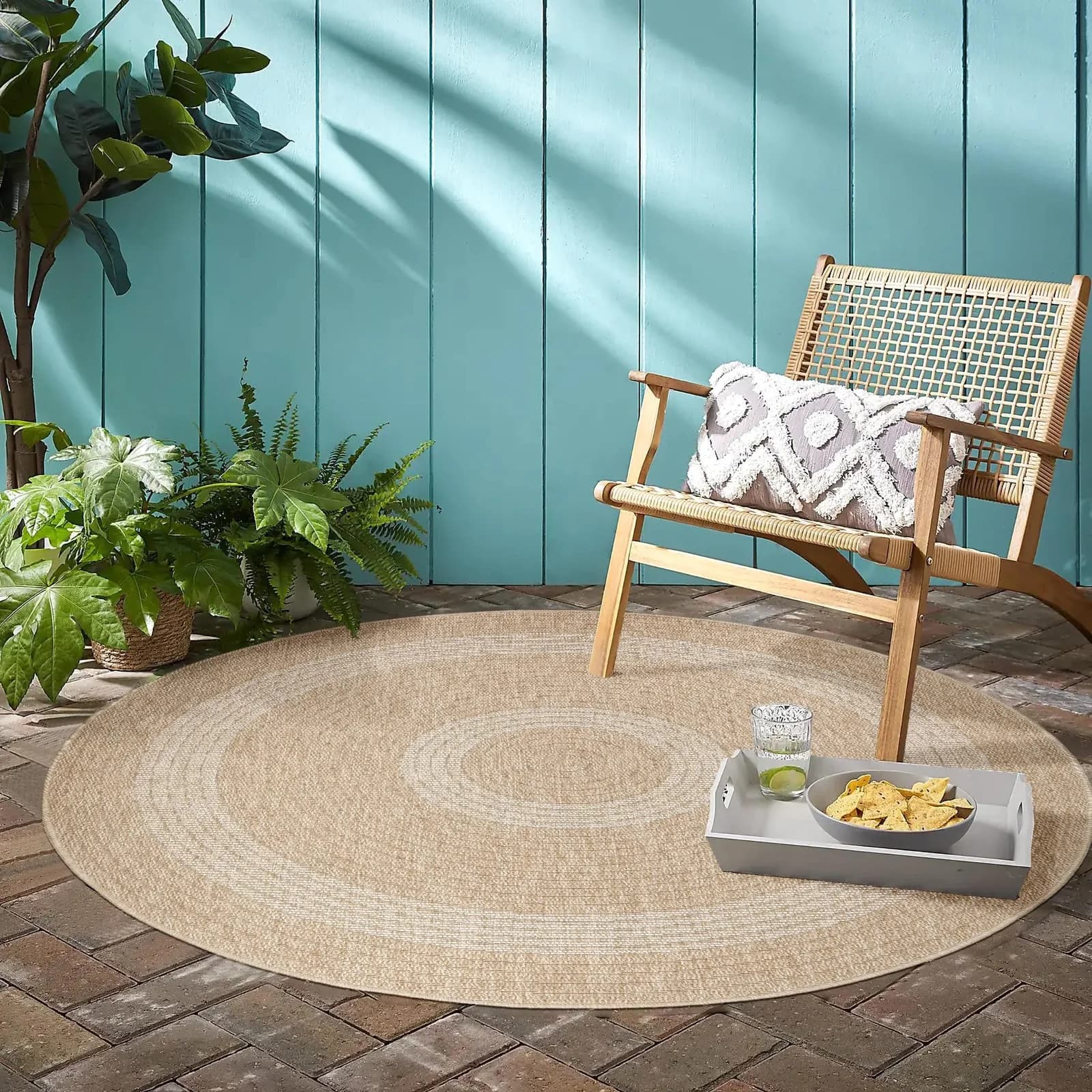 Ayyildiz Teppiche Outdoorteppich COMILLA 0886 Rund Sisal-Optik