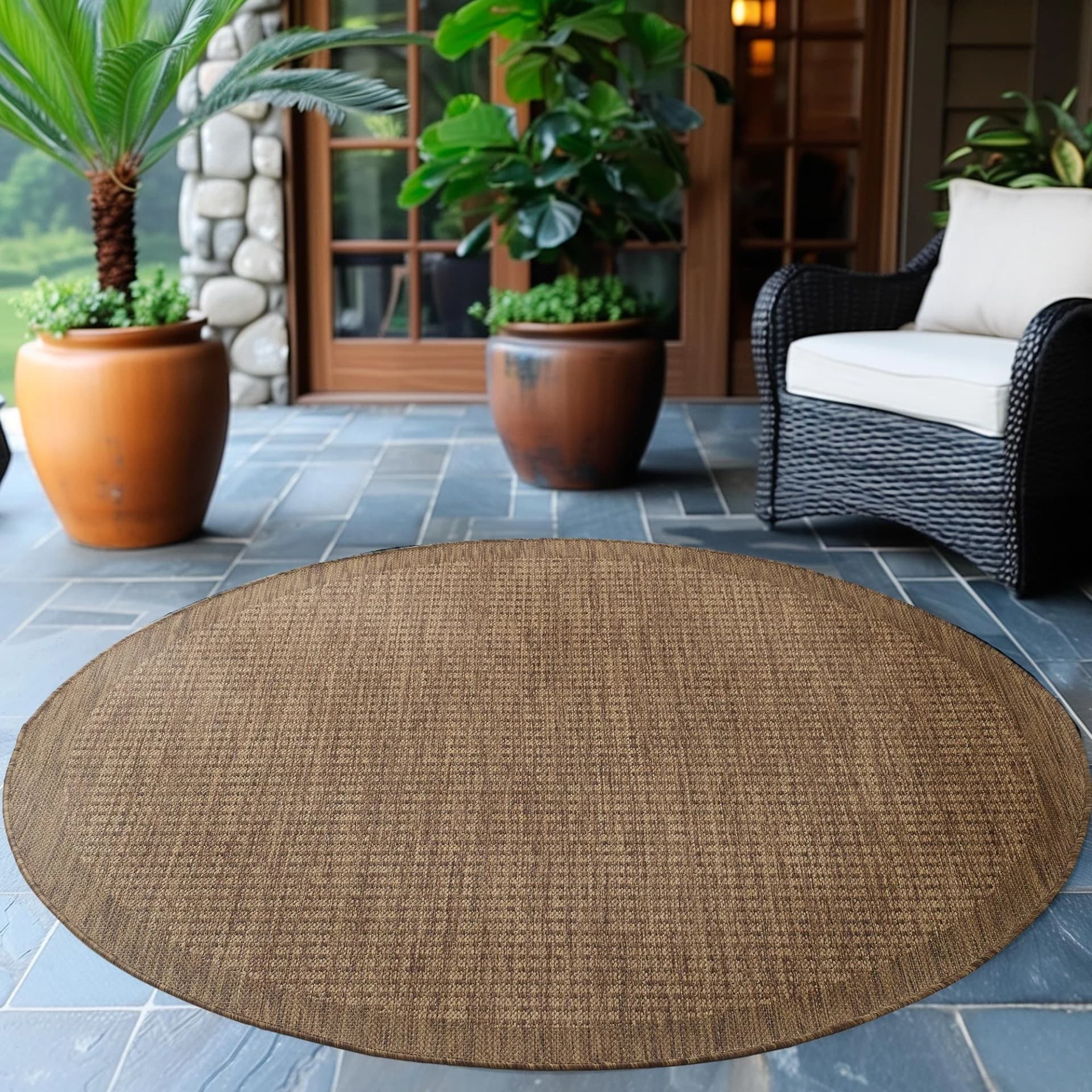 Ayyildiz Outdoorteppich Giza Braun Ø ca. 120cm - Bild 2