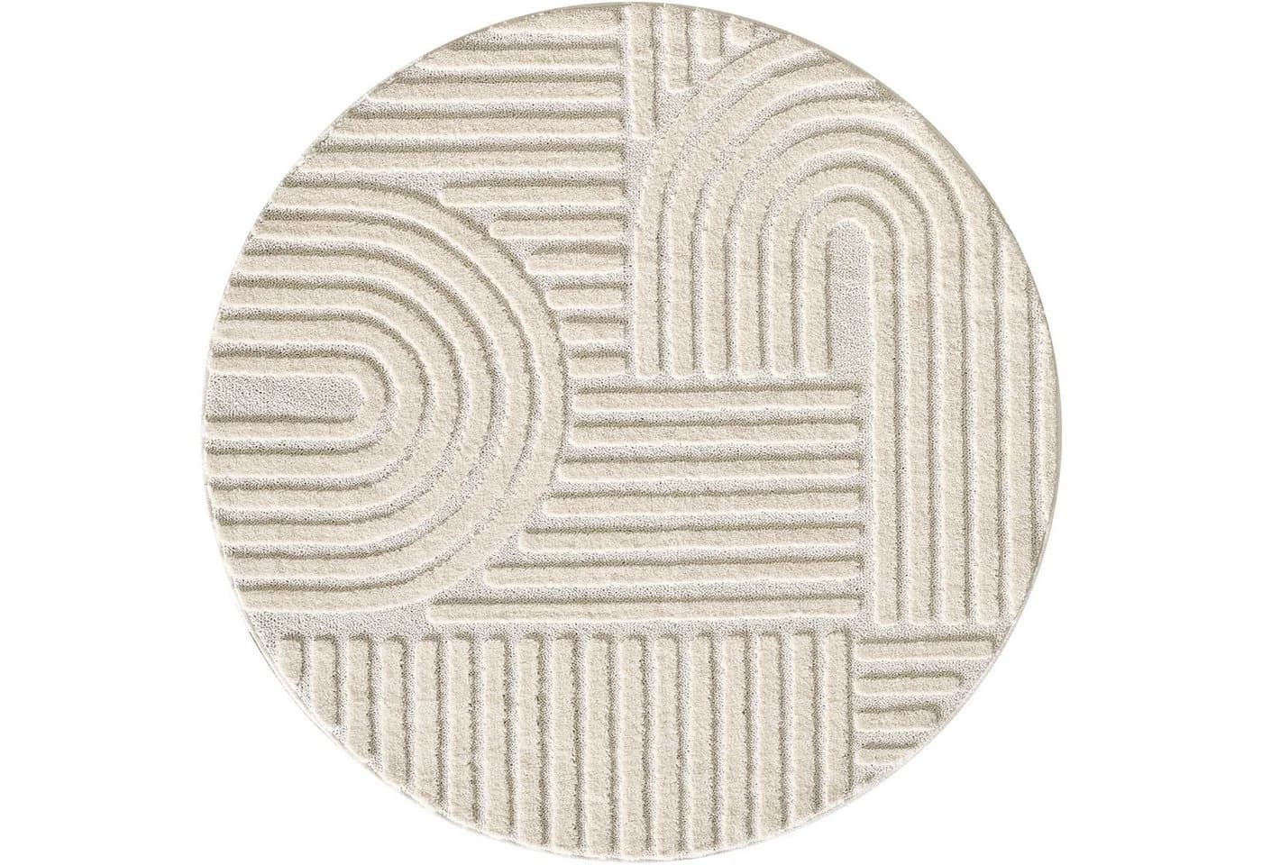 AYYILDIZ TEPPICHE ART 1121 Boho Design Teppich Creme Rund - Bild 2