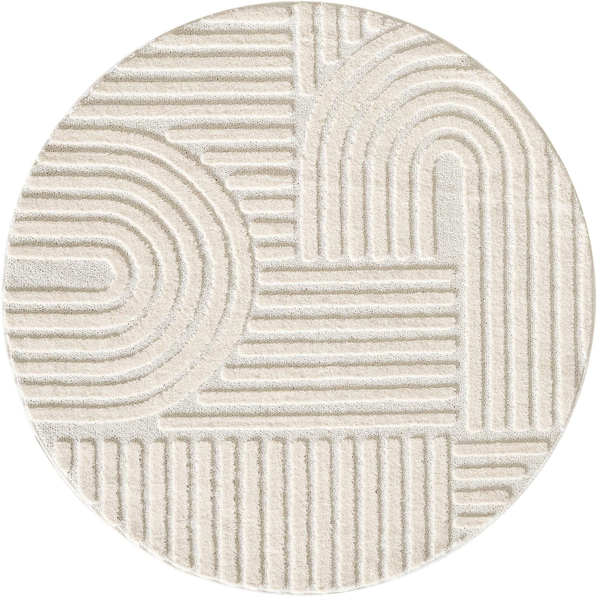 AYYILDIZ TEPPICHE ART 1121 Boho Design Teppich Creme Rund - Bild 5