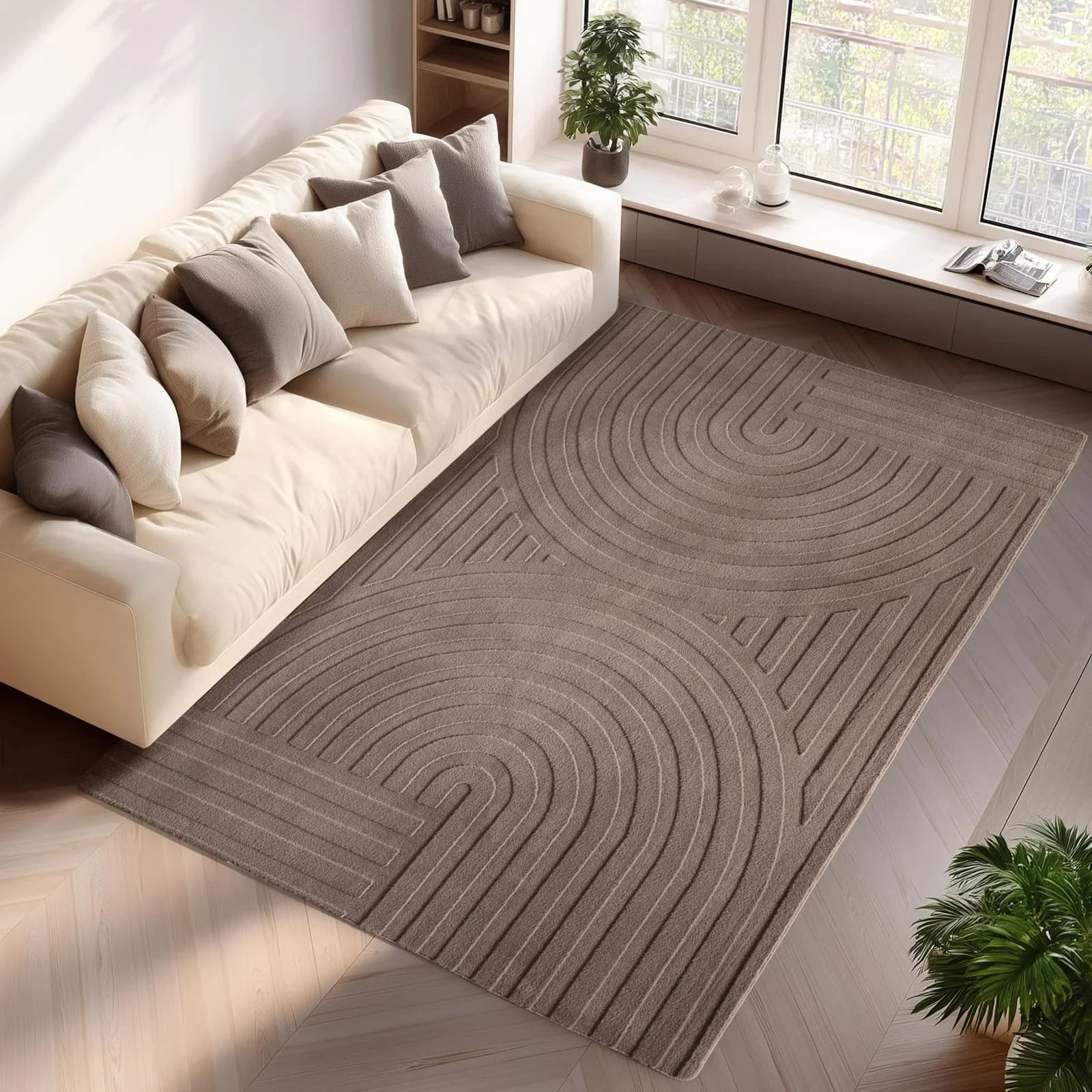 Skandinavischer Teppich in Beige und Creme