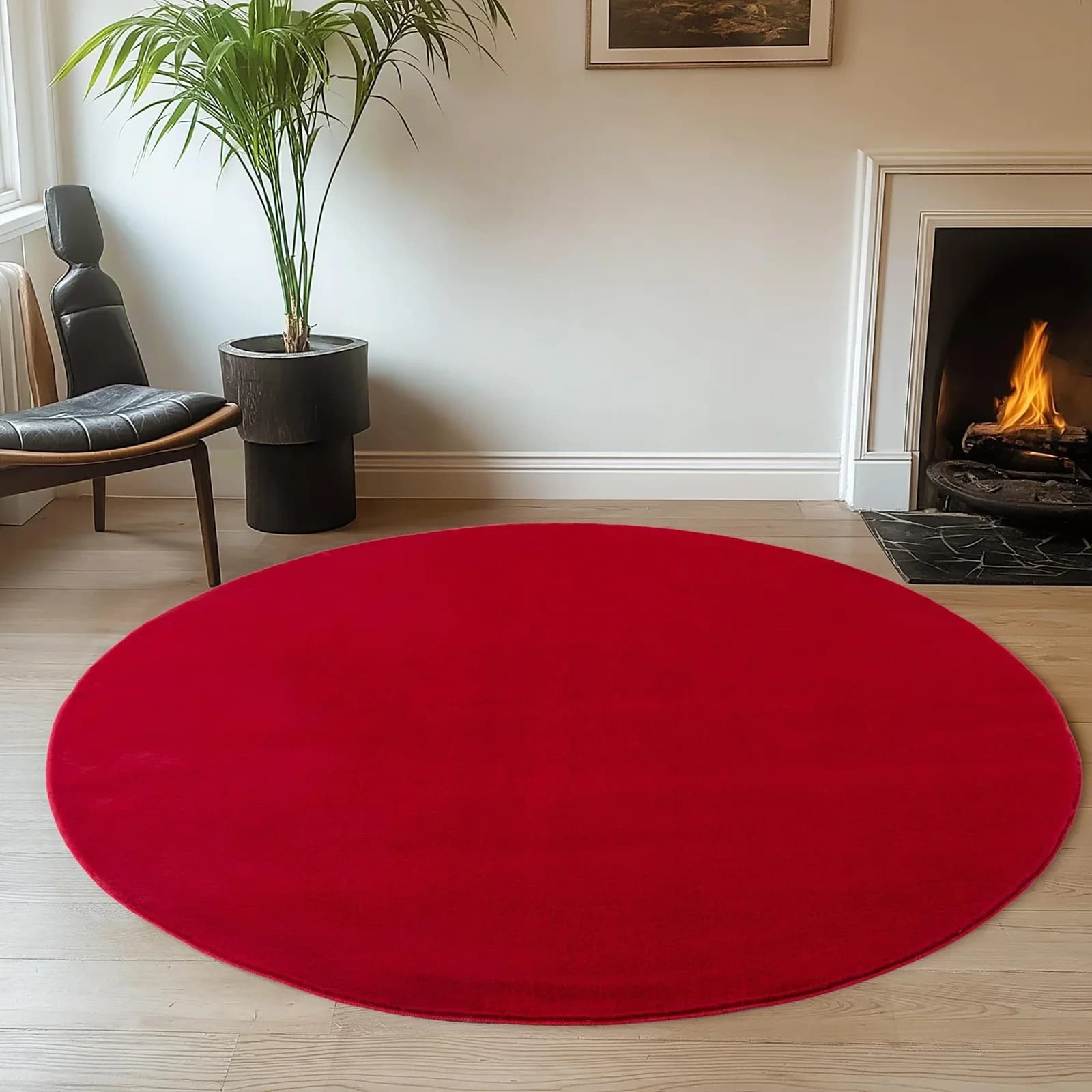 Ayyildiz Teppiche JOY 1400 Rot Rund Kurzflor Polyester