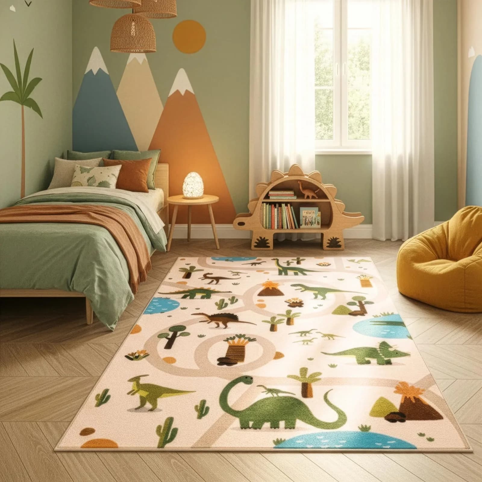 Kinderteppich AYYILDIZ TEPPICHE "COCO 1131" Beige Dinosaurier