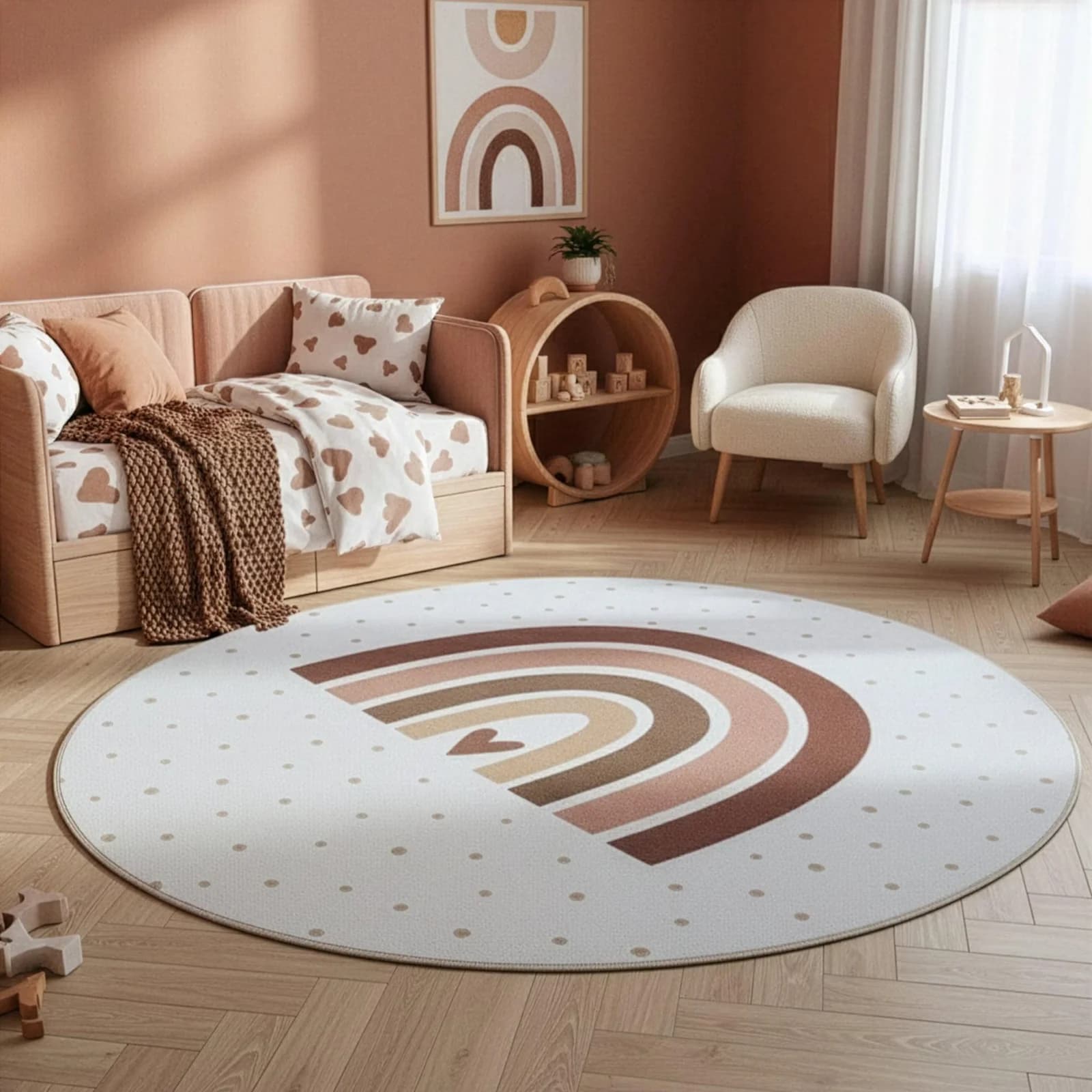 Ayyildiz Teppiche Kinderteppich COCO 1132 Rund Creme