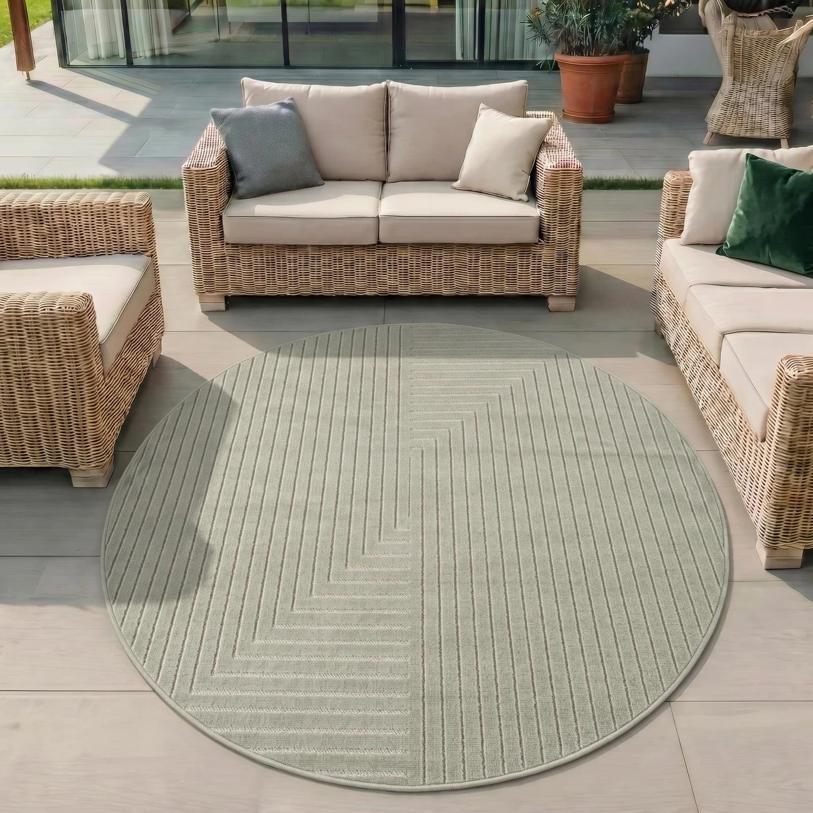 AYYILDIZ TEPPICHE Outdoorteppich NOVA 1202 Grün Rund