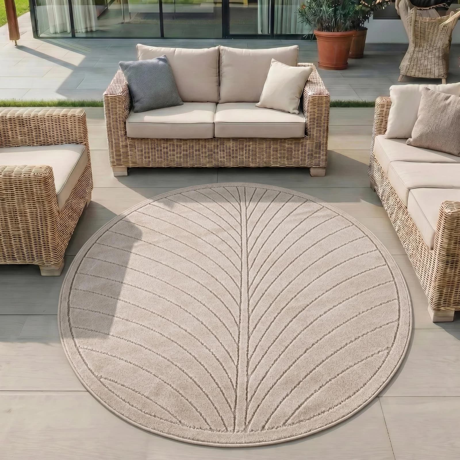 AYYILDIZ TEPPICHE NOVA 1204 Outdoorteppich Rund Beige