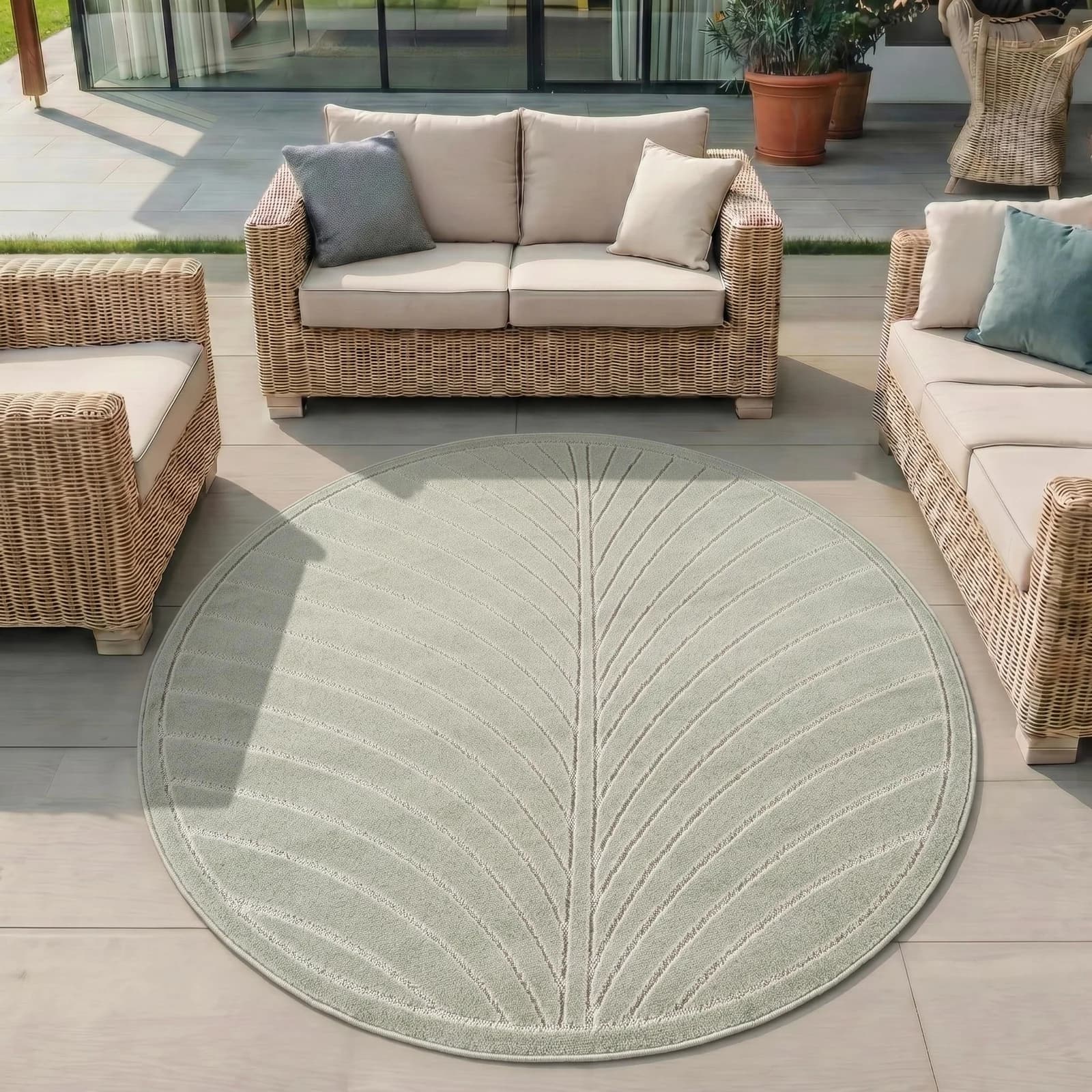 AYYILDIZ TEPPICHE NOVA 1204 Outdoorteppich Grün Rund