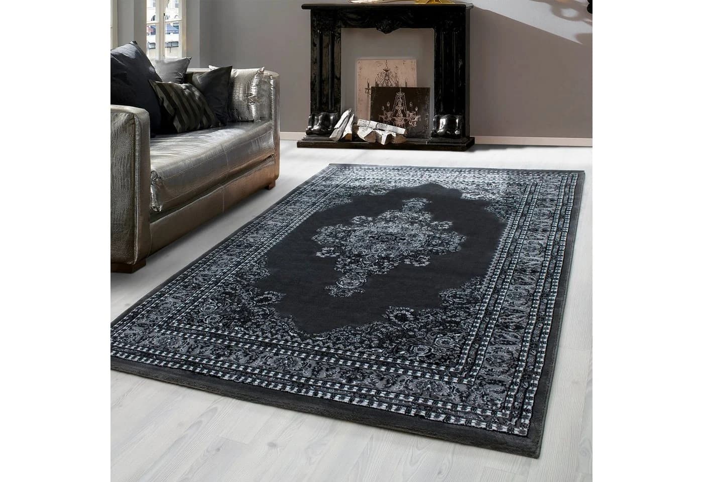 Teppium Teppich Orientalisch Design Rechteckig Grau Kurzflor