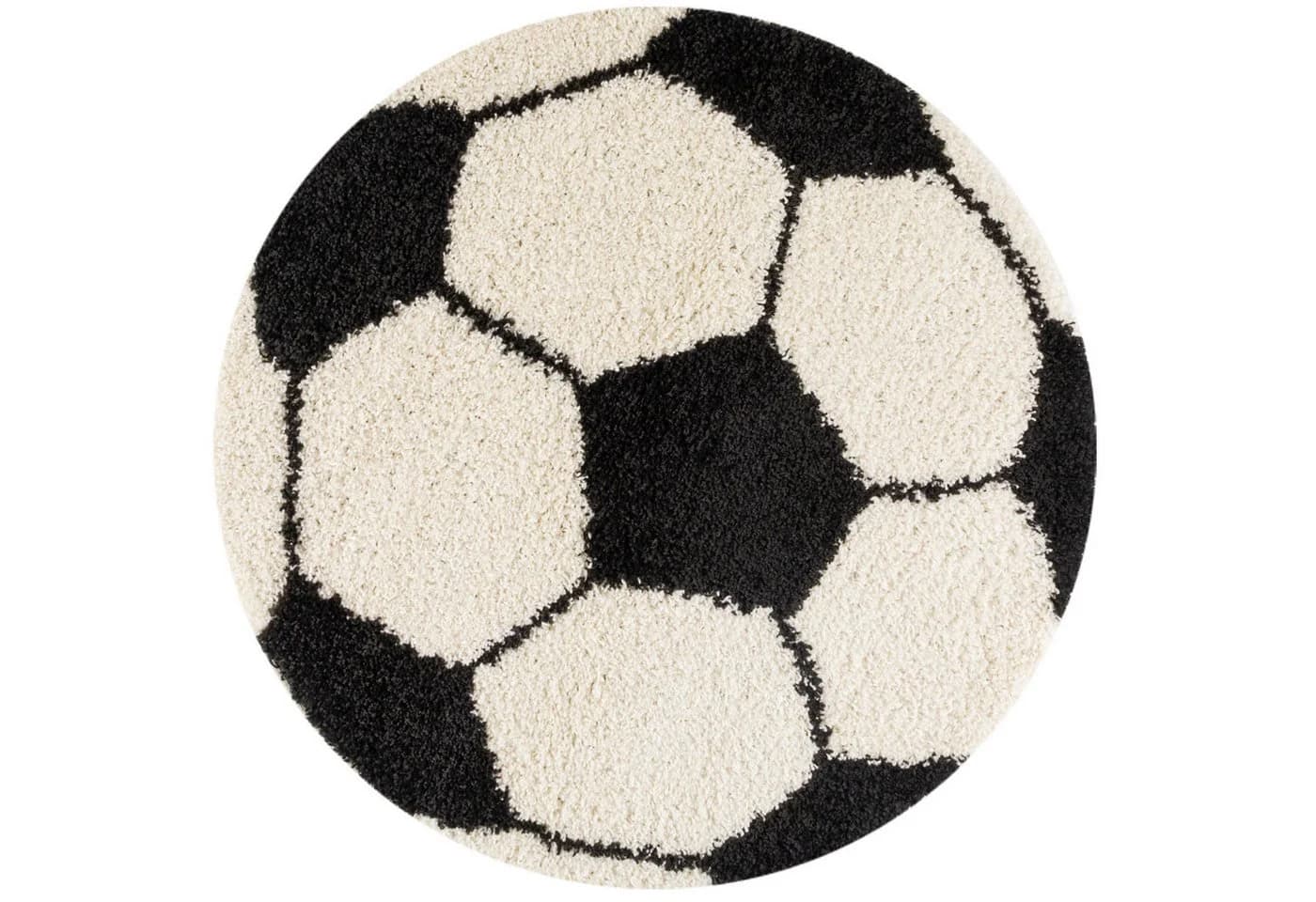 Carpettex Kinderteppich Fußball-Design Schwarz Hochflorig