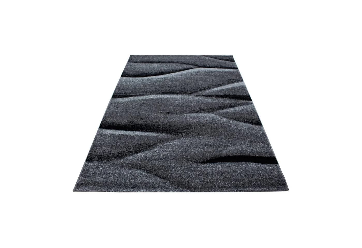 Carpettex Frisé-Teppich Ombre Design Schwarz Kurzflor