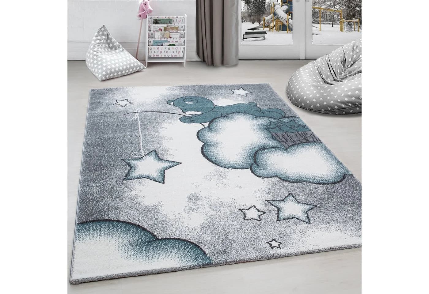 Carpettex Kinderteppich Bär Design Blau Läufer Pflegeleicht - Bild 2