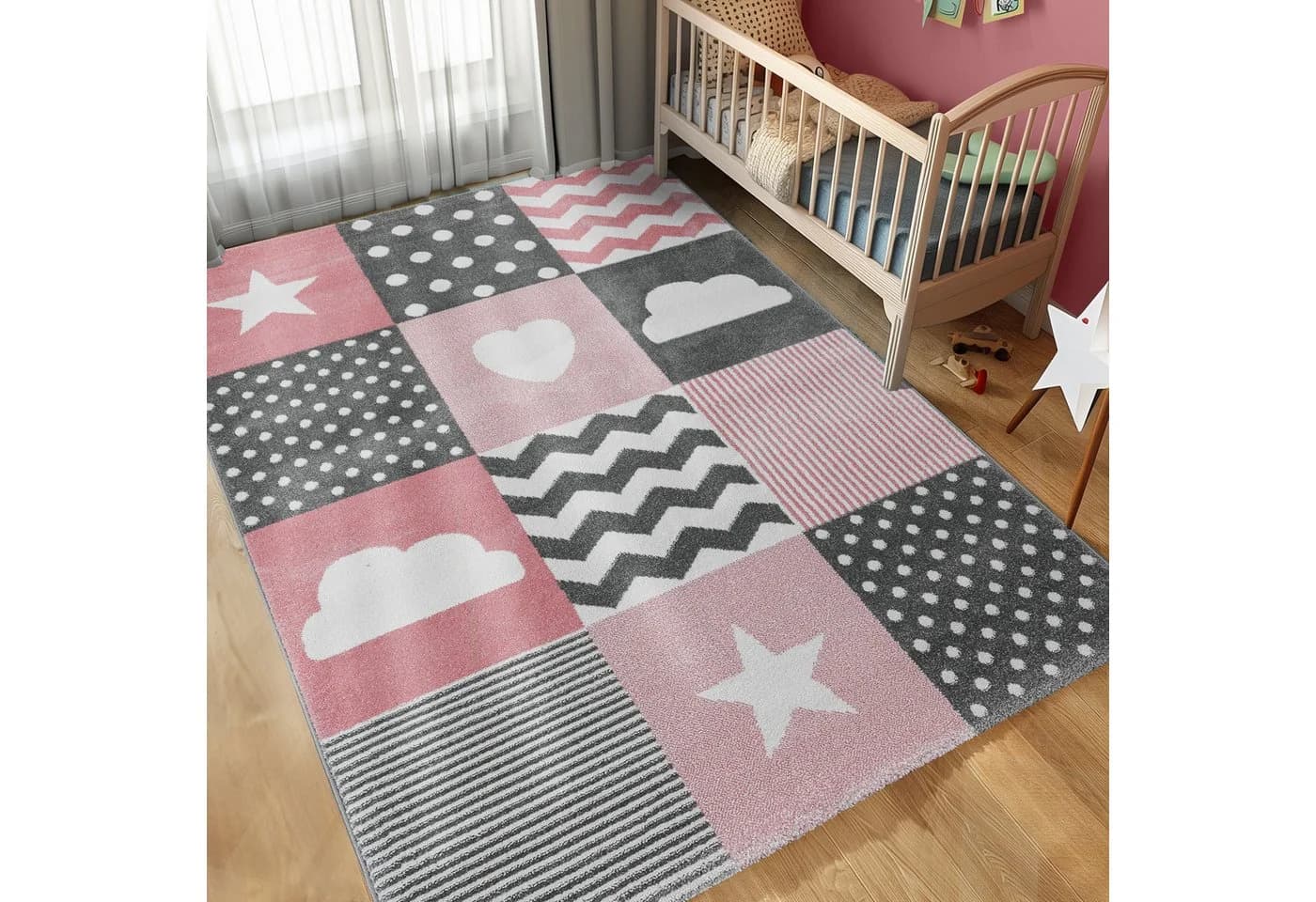 Carpettex Kinderteppich Rosa Herz- und Stern Design Läufer - Bild 2