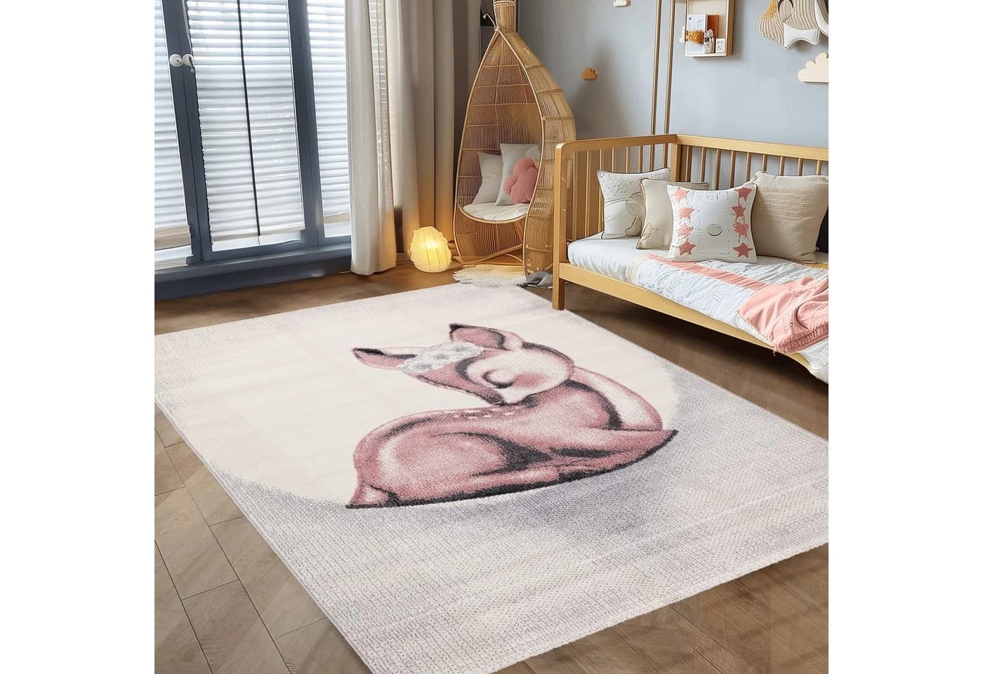 Carpettex Kinderteppich Rehkitz Design Rund Rosa - Bild 2