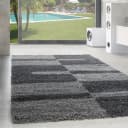 SIMPEX24 Teppich Kariert Design Grau Hochflor Bild 1