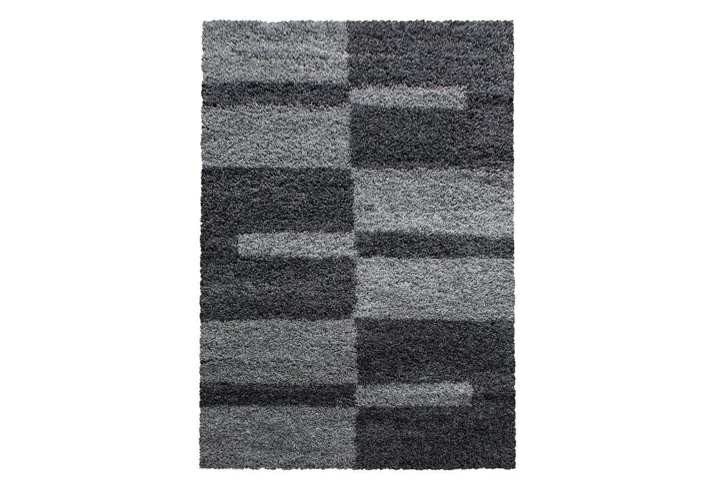 SIMPEX24 Teppich Kariert Design Grau Hochflor - Bild 2