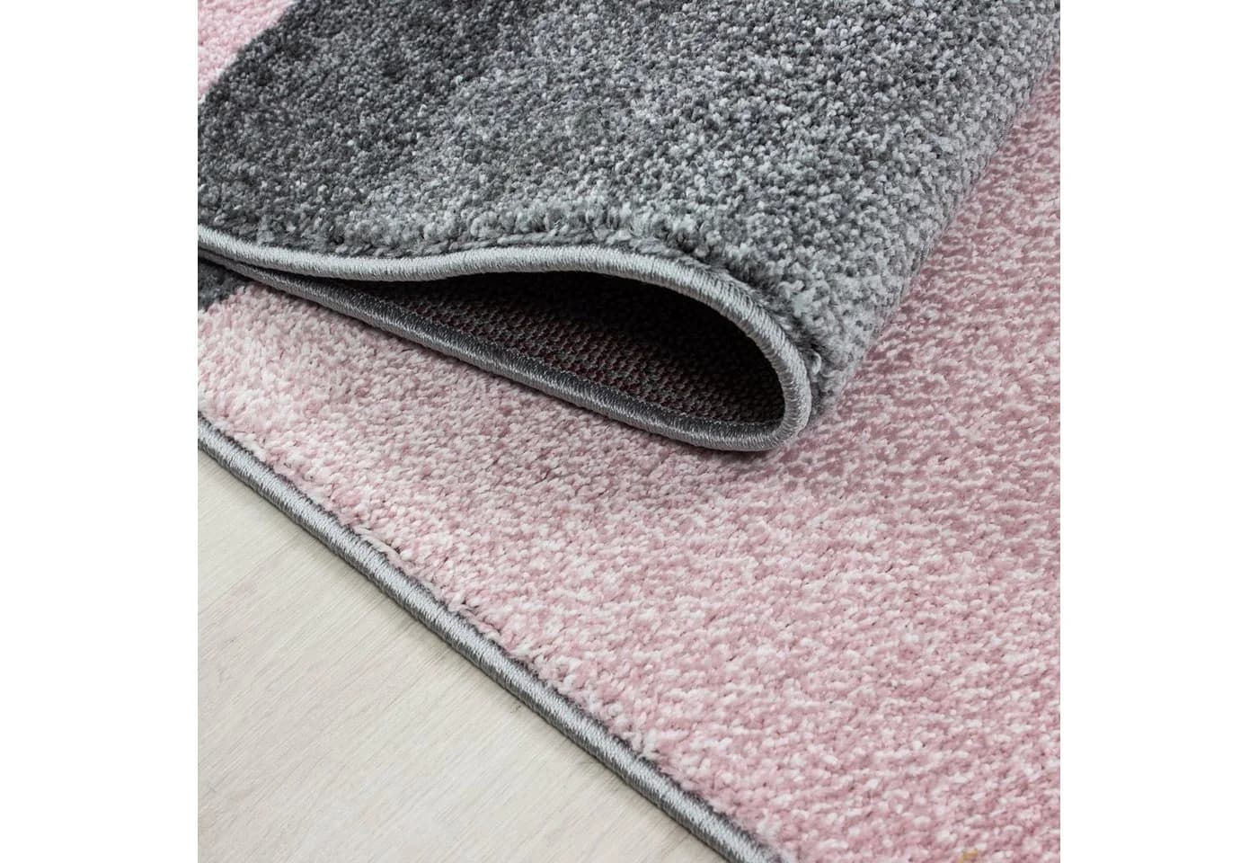 SIMPEX24 Teppich Kariert Design Rosa Kurzflor Modern Stil - Bild 4