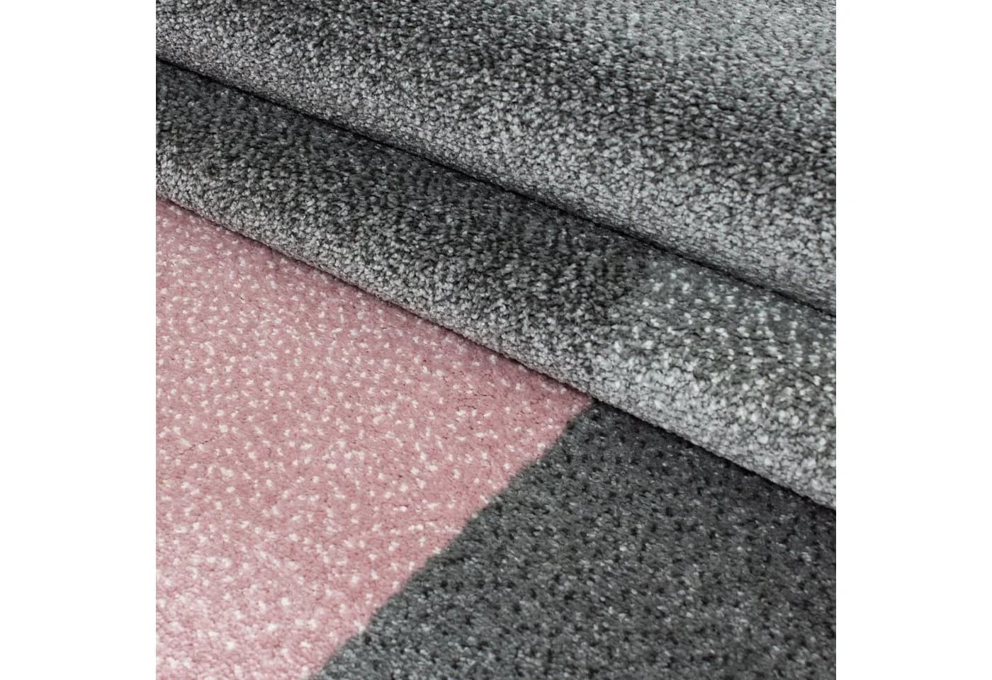 SIMPEX24 Teppich Kariert Design Rosa Kurzflor Modern Stil - Bild 5