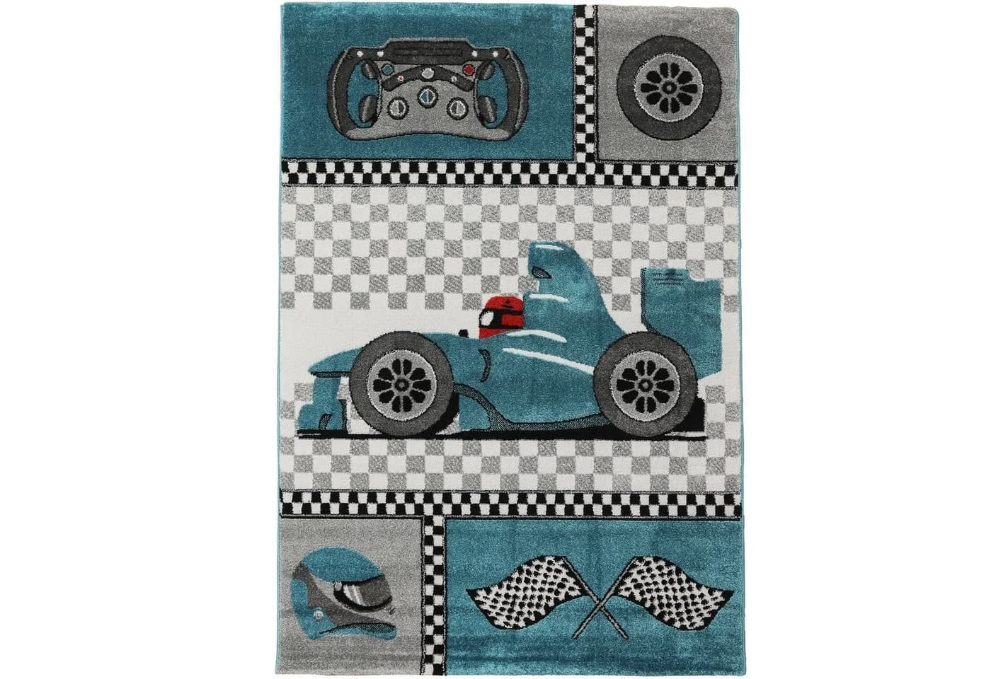 SIMPEX24 Kinderteppich Rennwagen Blau Polypropylen - Bild 5
