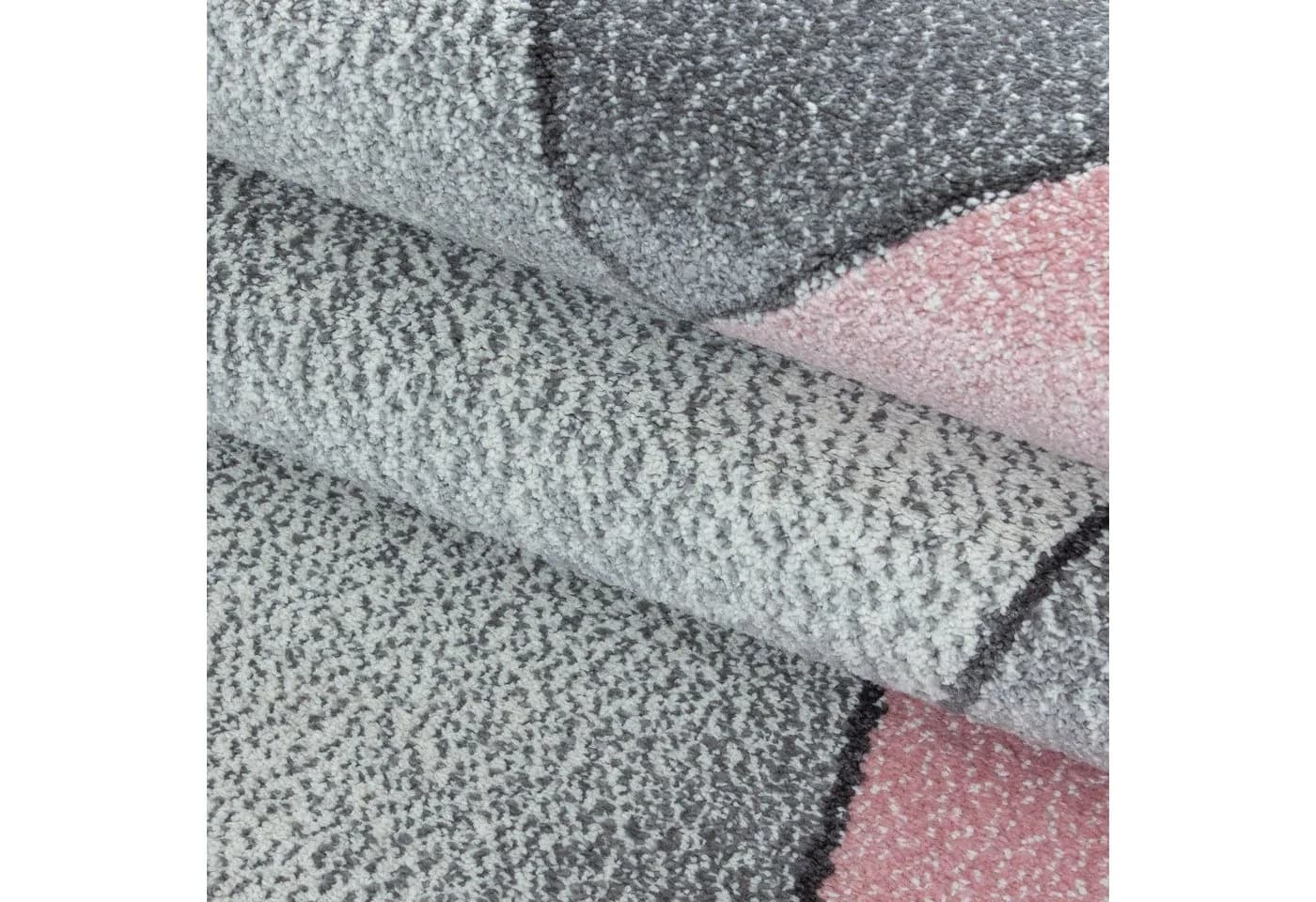 SIMPEX24 Teppich Rosa Geometrisch Design Kurzflor - Bild 5