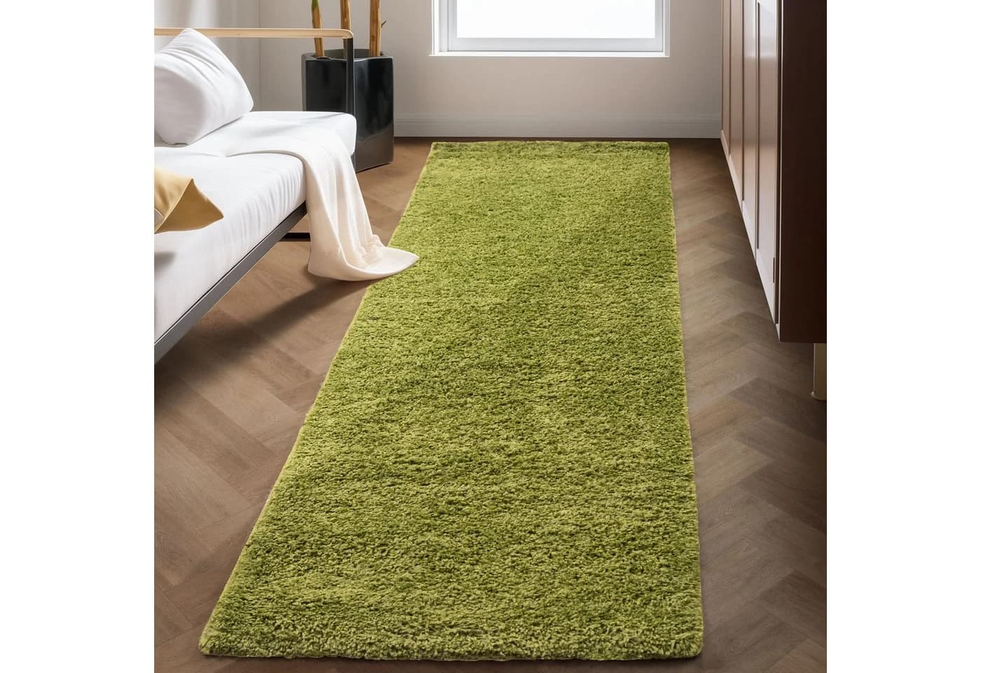 Carpettex Hochflor-Teppich Unicolor Grün 30 mm Florhöhe