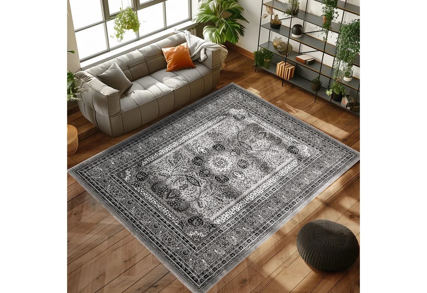 Carpettex Orientteppich Orientalisch Design Läufer Grau 12mm - Bild 2