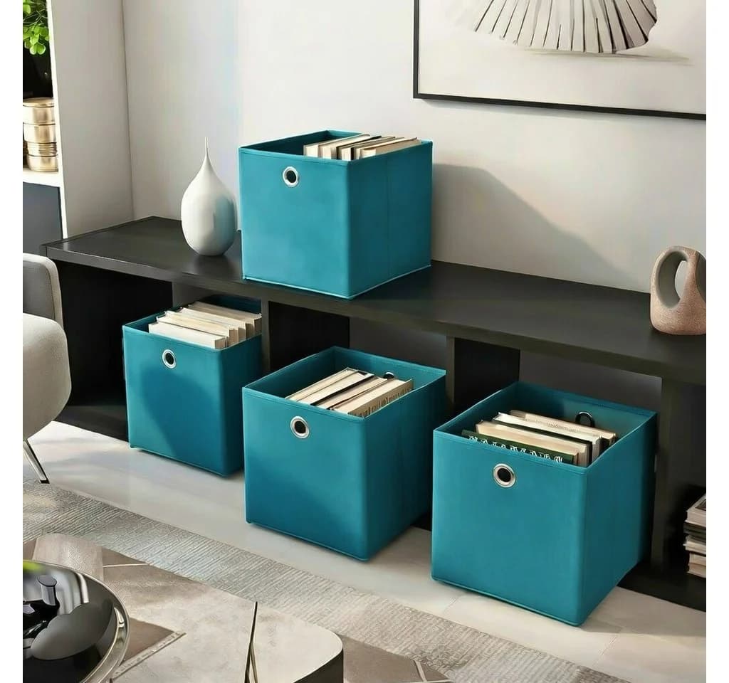 StickandShine Faltbox 4er Set Türkis für KALLAX