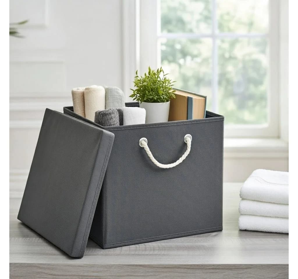 StickandShine Faltbox 2er Set Grau 30x30 cm mit Kordelgriff - Bild 4