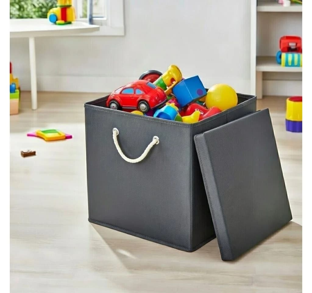 StickandShine Faltbox 2er Set Grau 30x30 cm mit Kordelgriff - Bild 5