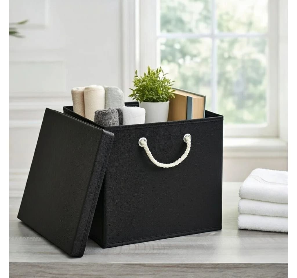 StickandShine Faltbox Schwarz 30x30 cm mit Kordelgriff - Bild 4