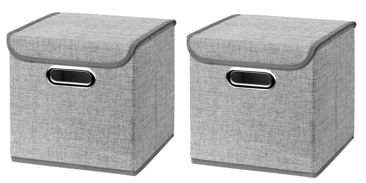 StickandShine Faltbox 2er Set mit Deckel Hellgrau Schwarz Weiß Türkis Creme - Bild 2