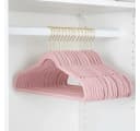 StickandShine Samt Kleiderbügel 25er Set Rosa Goldhaken Bild 1
