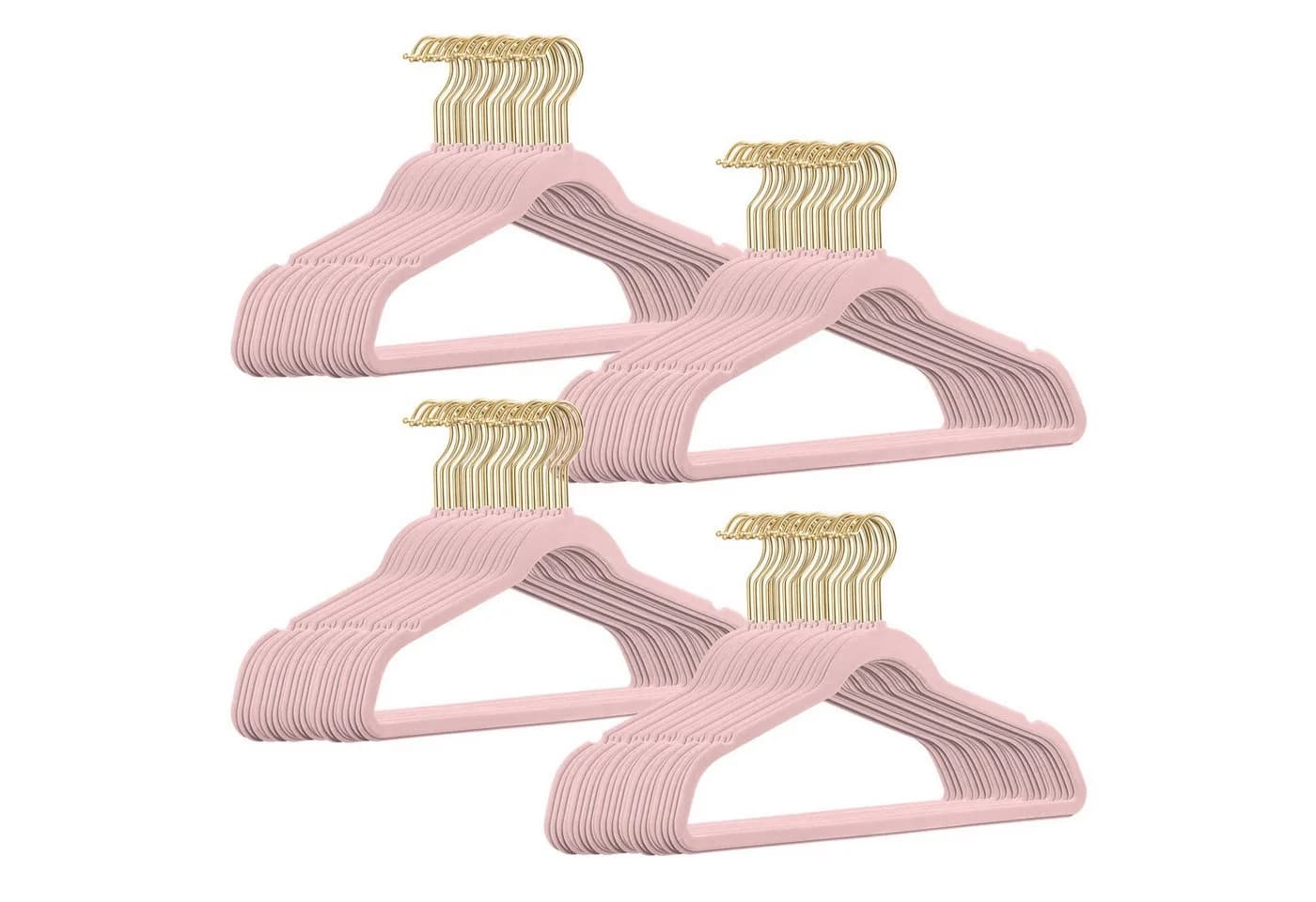 StickandShine Samt Kleiderbügel 100 Stück Rosa Goldhaken - Bild 2