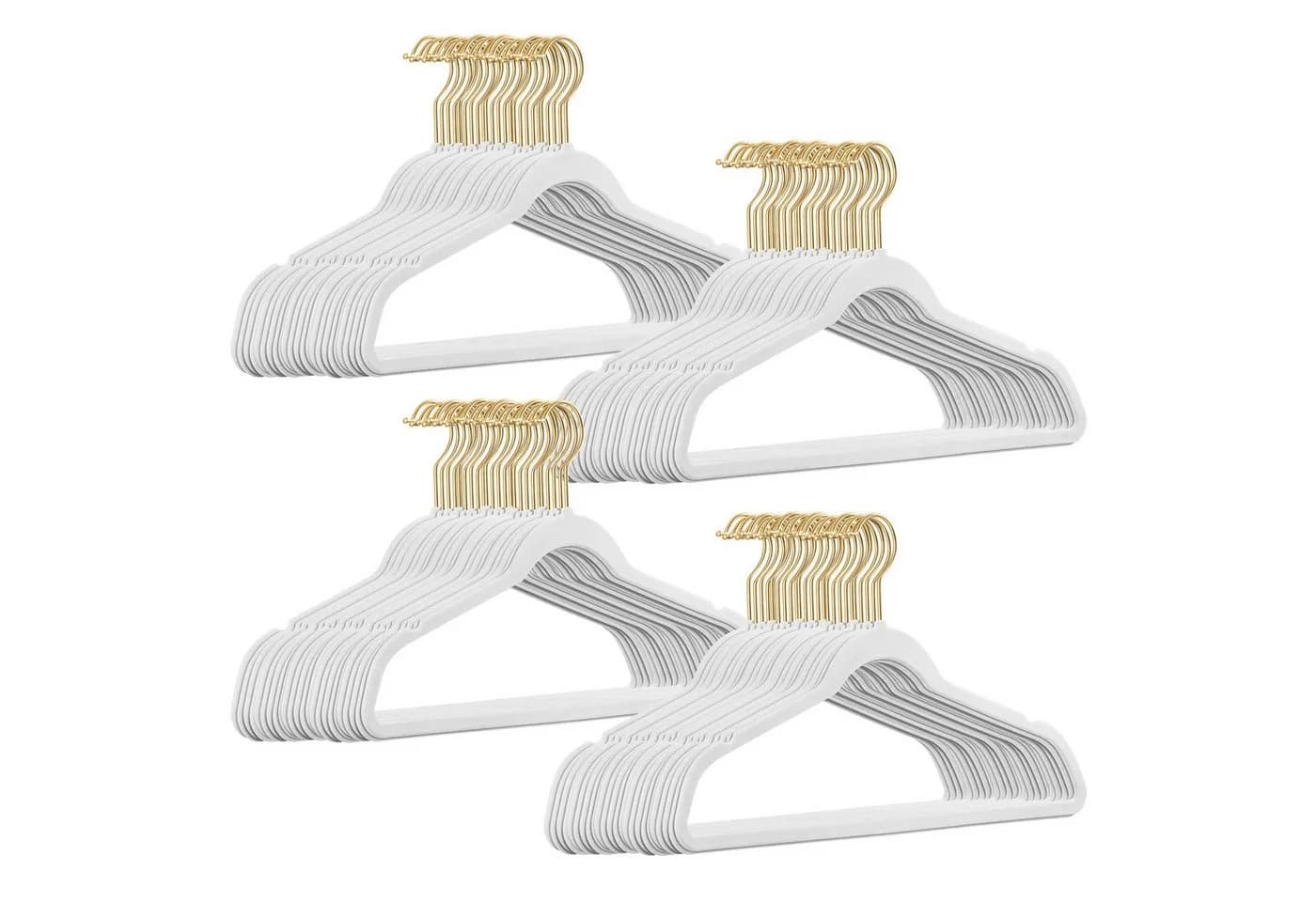 StickandShine Samt Kleiderbügel 100er Set Weiß Goldhaken - Bild 2